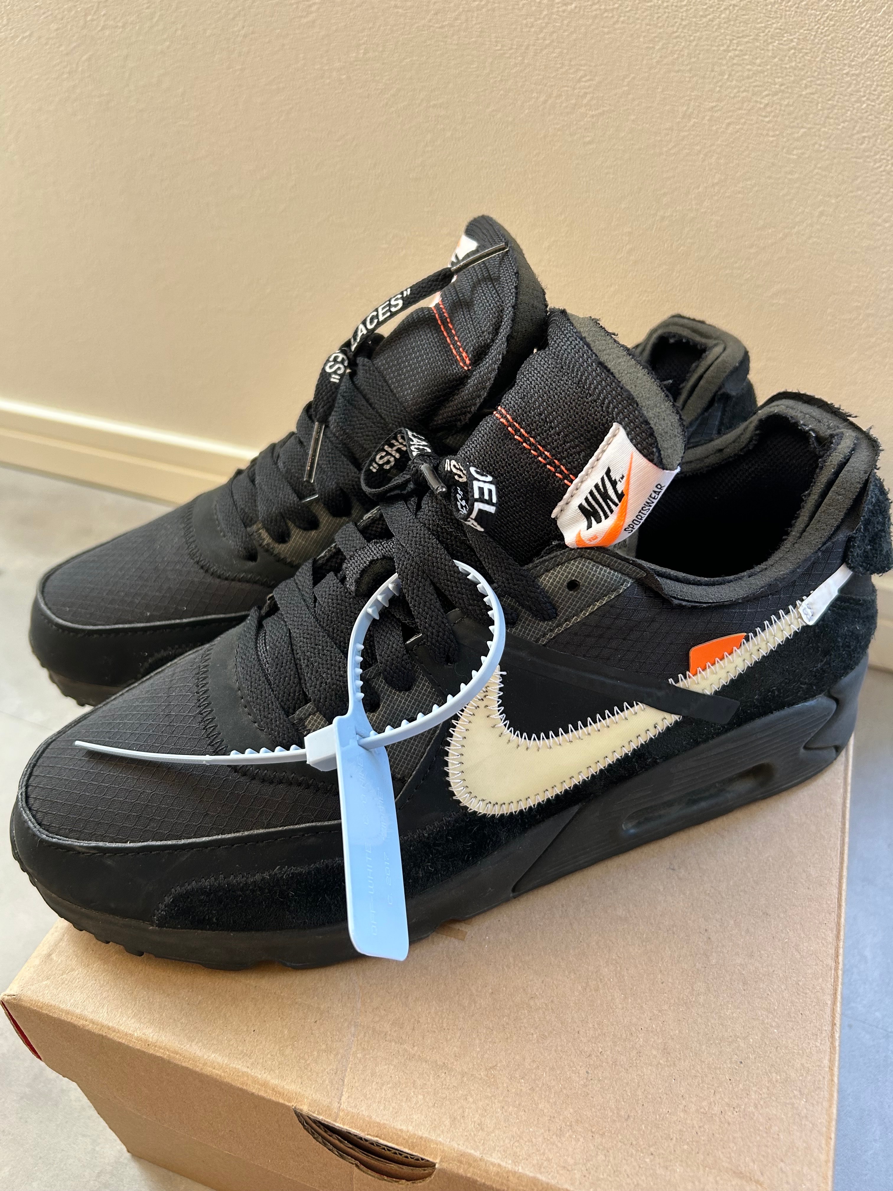 Off-White × Nike Air Max 90 "Black/Black-Cone-White"