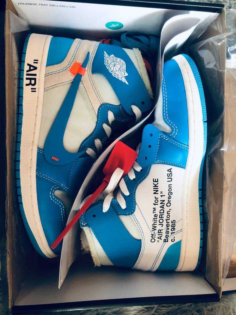 Off-White × Nike Air Jordan 1 High UNC "White/Dark Powder Blue"