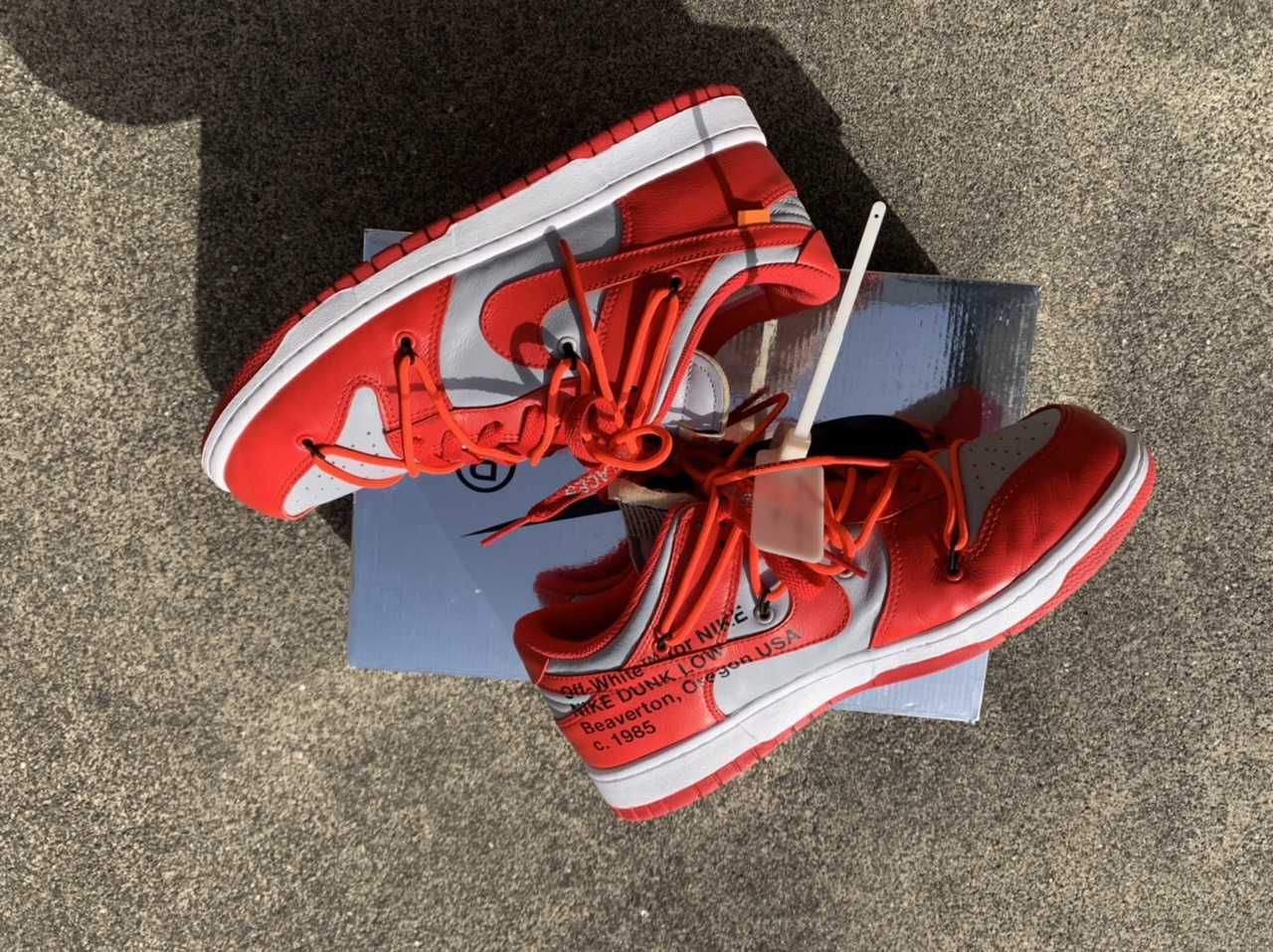 Off-White × Nike Dunk Low "University Red/Wolf Grey"