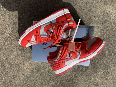 Off-White × Nike Dunk Low "University Red/Wolf Grey"