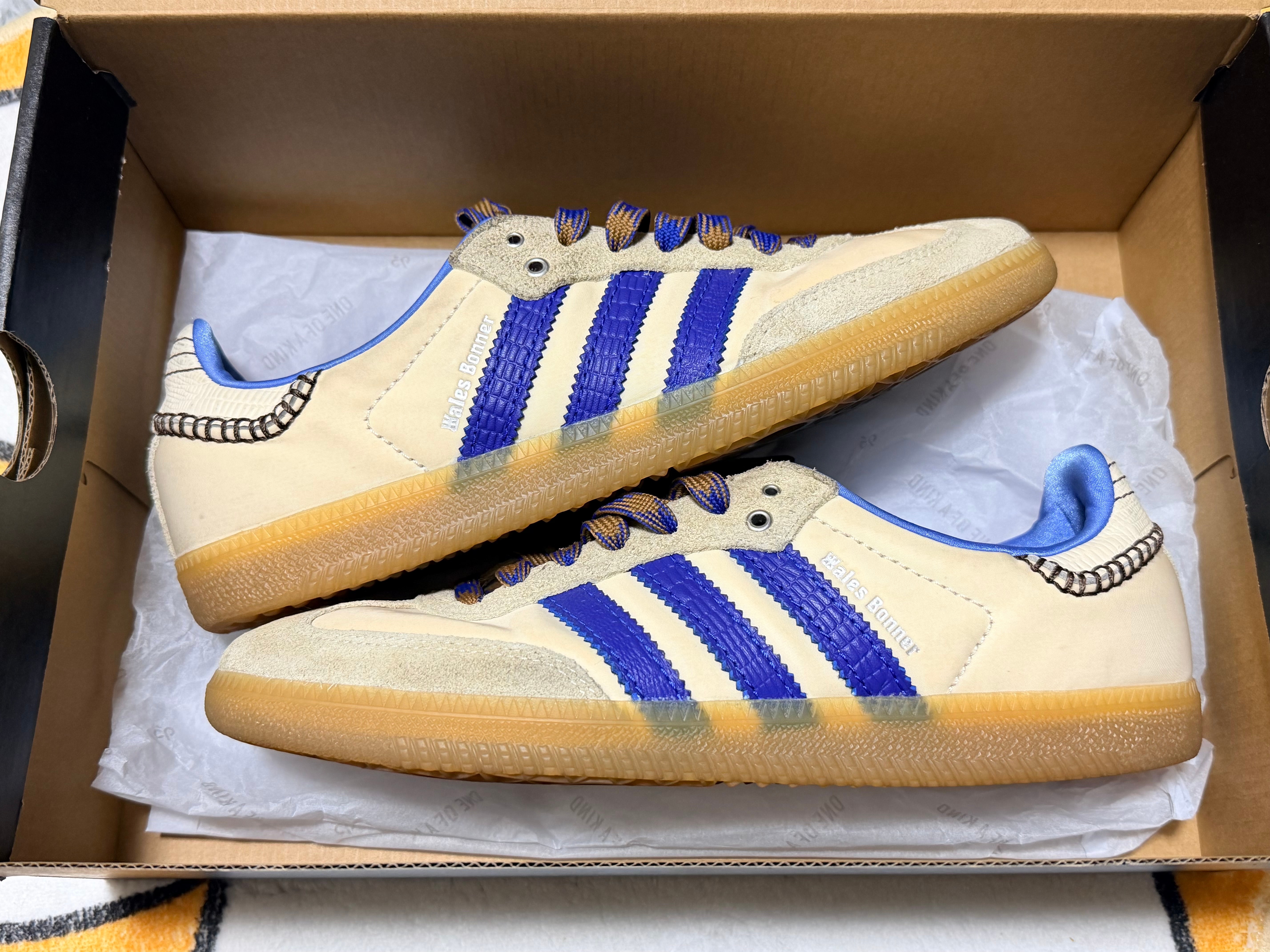 Wales Bonner × adidas Nylon Samba "Wonder Clay/Team Royal Blue/Wonder White"
