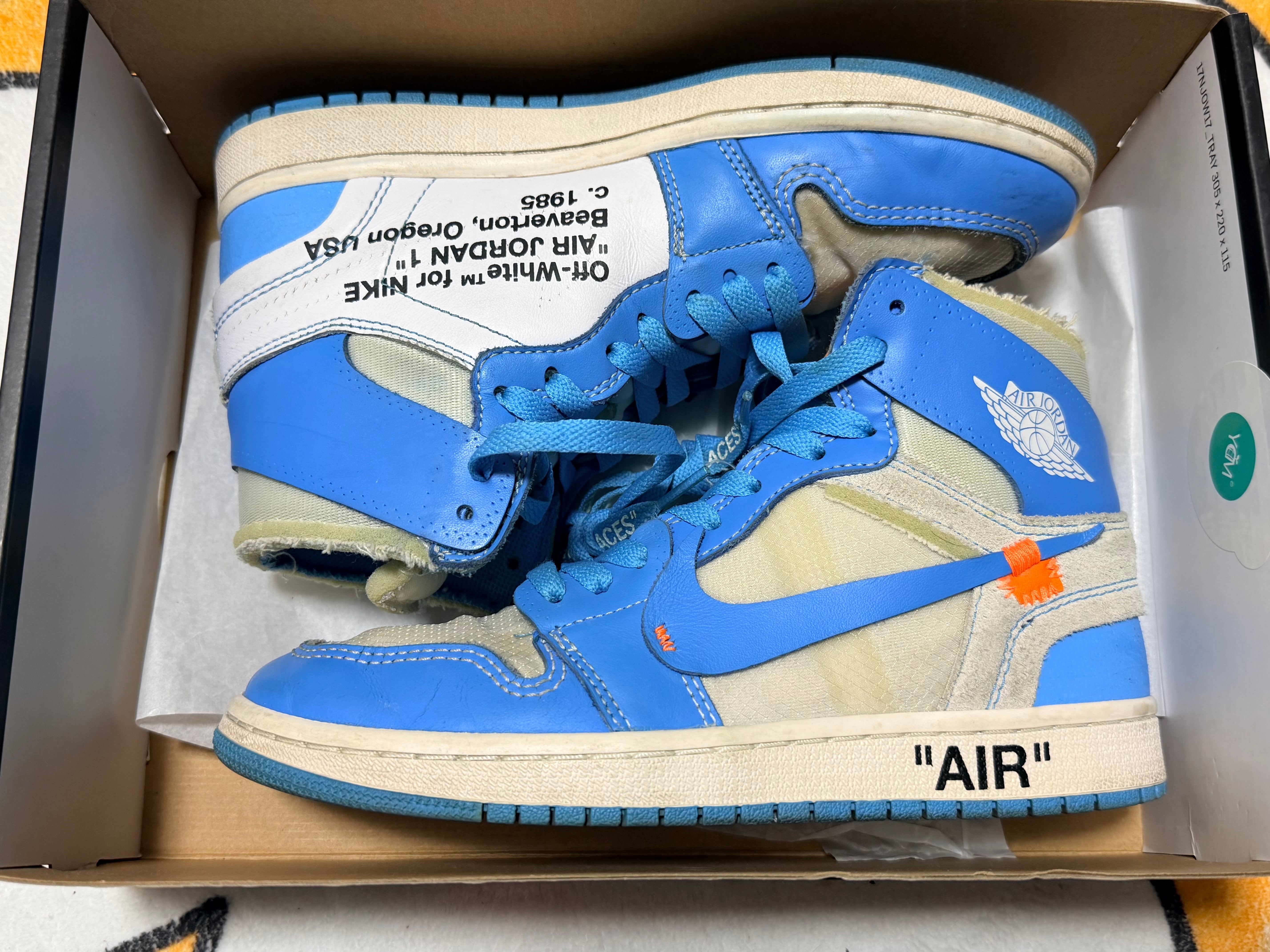 Off-White × Nike Air Jordan 1 High UNC "White/Dark Powder Blue"