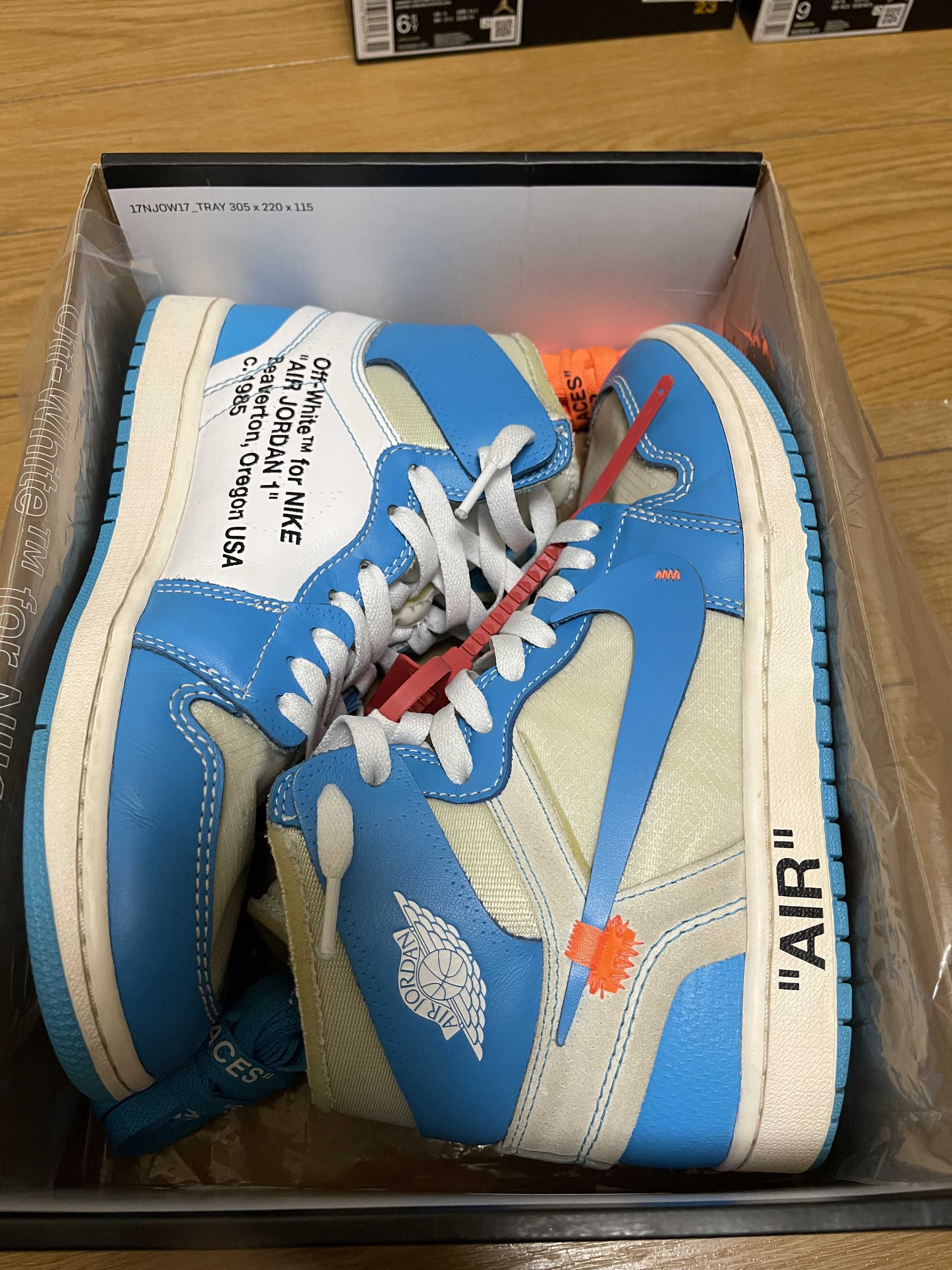 Off-White × Nike Air Jordan 1 High UNC "White/Dark Powder Blue"