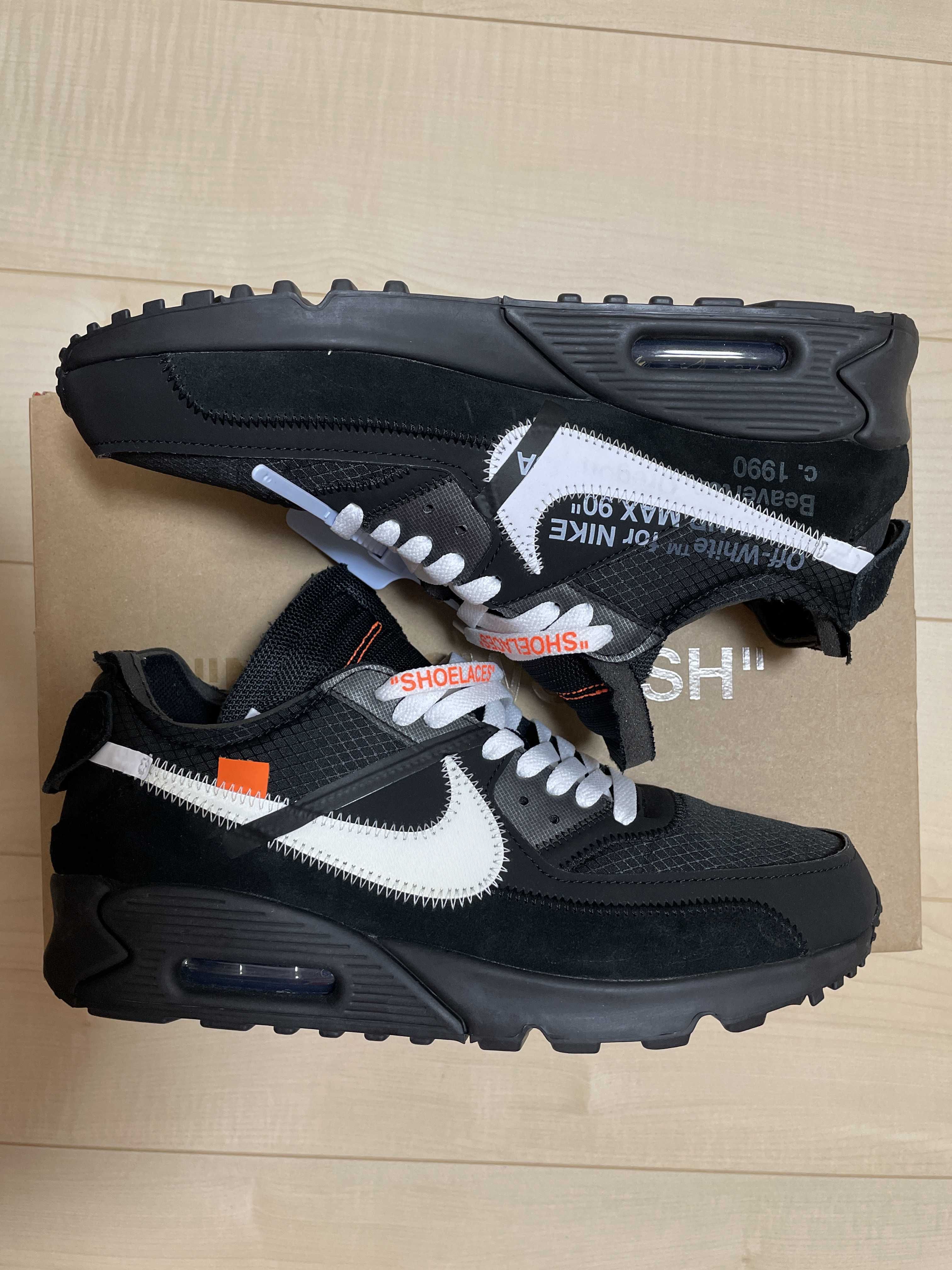 Off-White × Nike Air Max 90 "Black/Black-Cone-White"