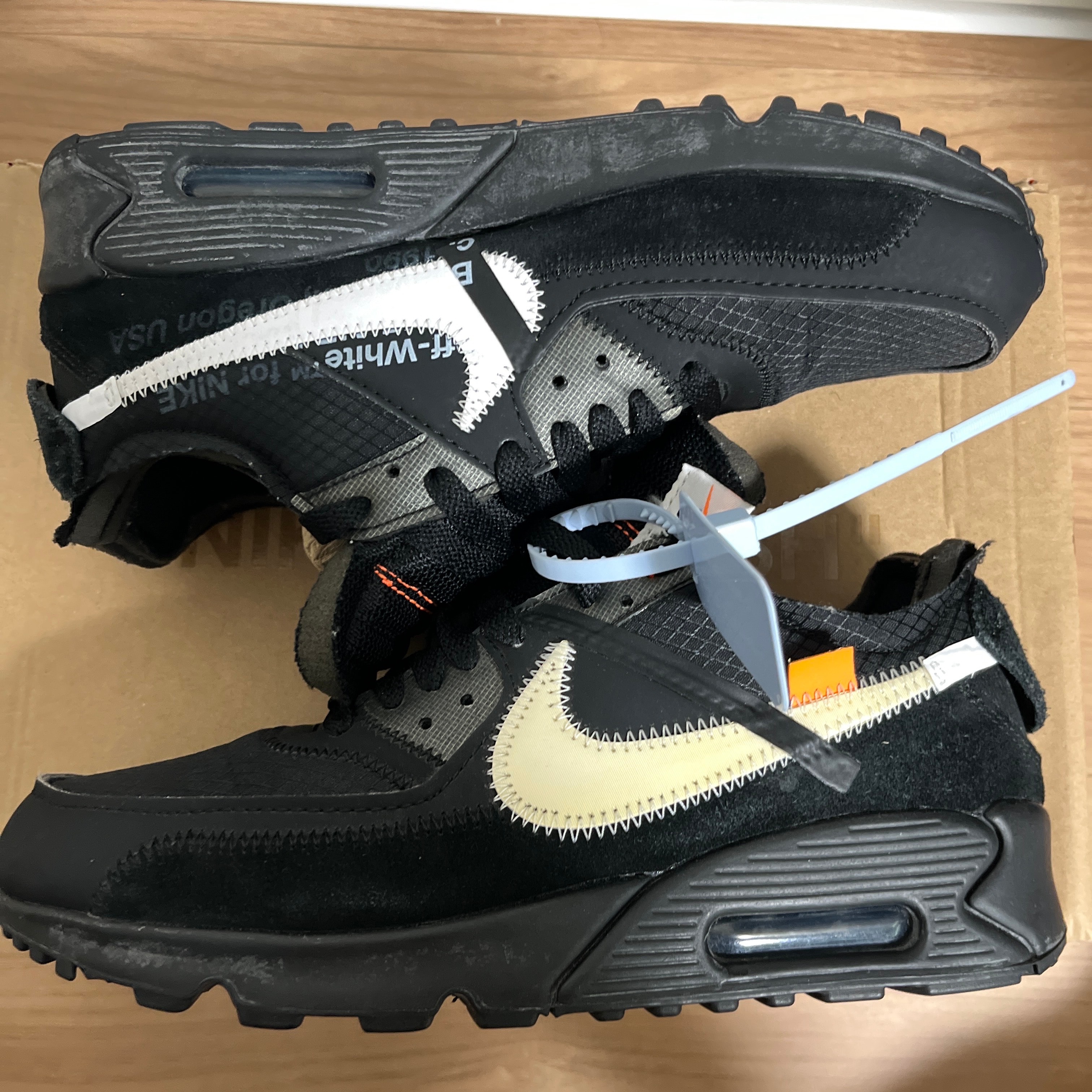 Off-White × Nike Air Max 90 "Black/Black-Cone-White"