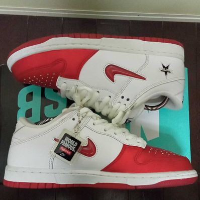 Supreme × Nike Dunk Low "Varsity Red/White"