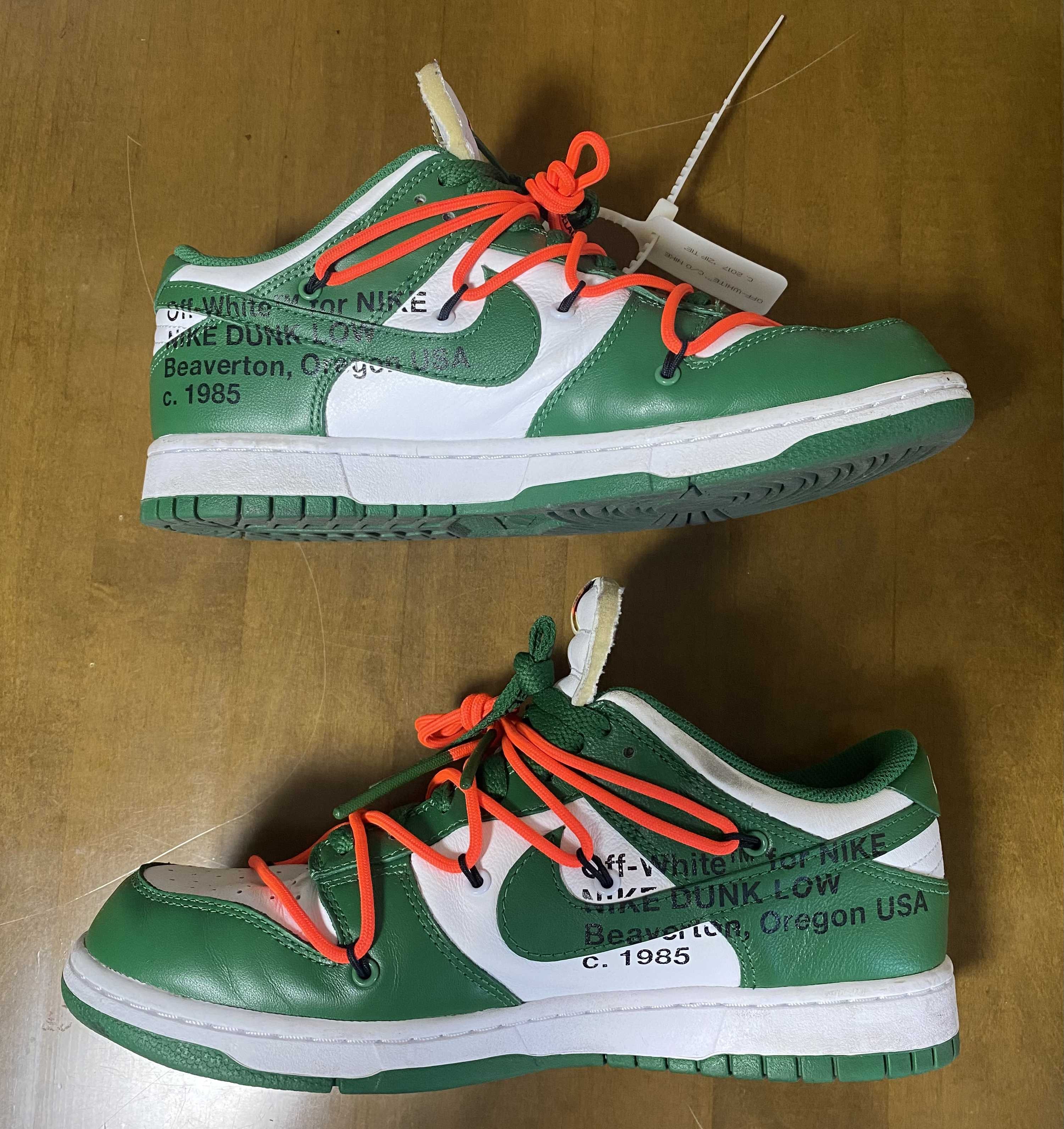 Off-White × Nike Dunk Low "White/Pine Green"