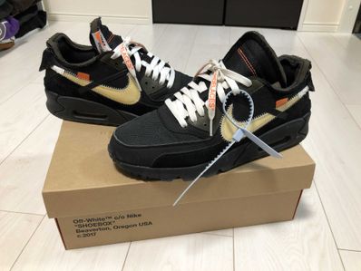 Off-White × Nike Air Max 90 "Black/Black-Cone-White"