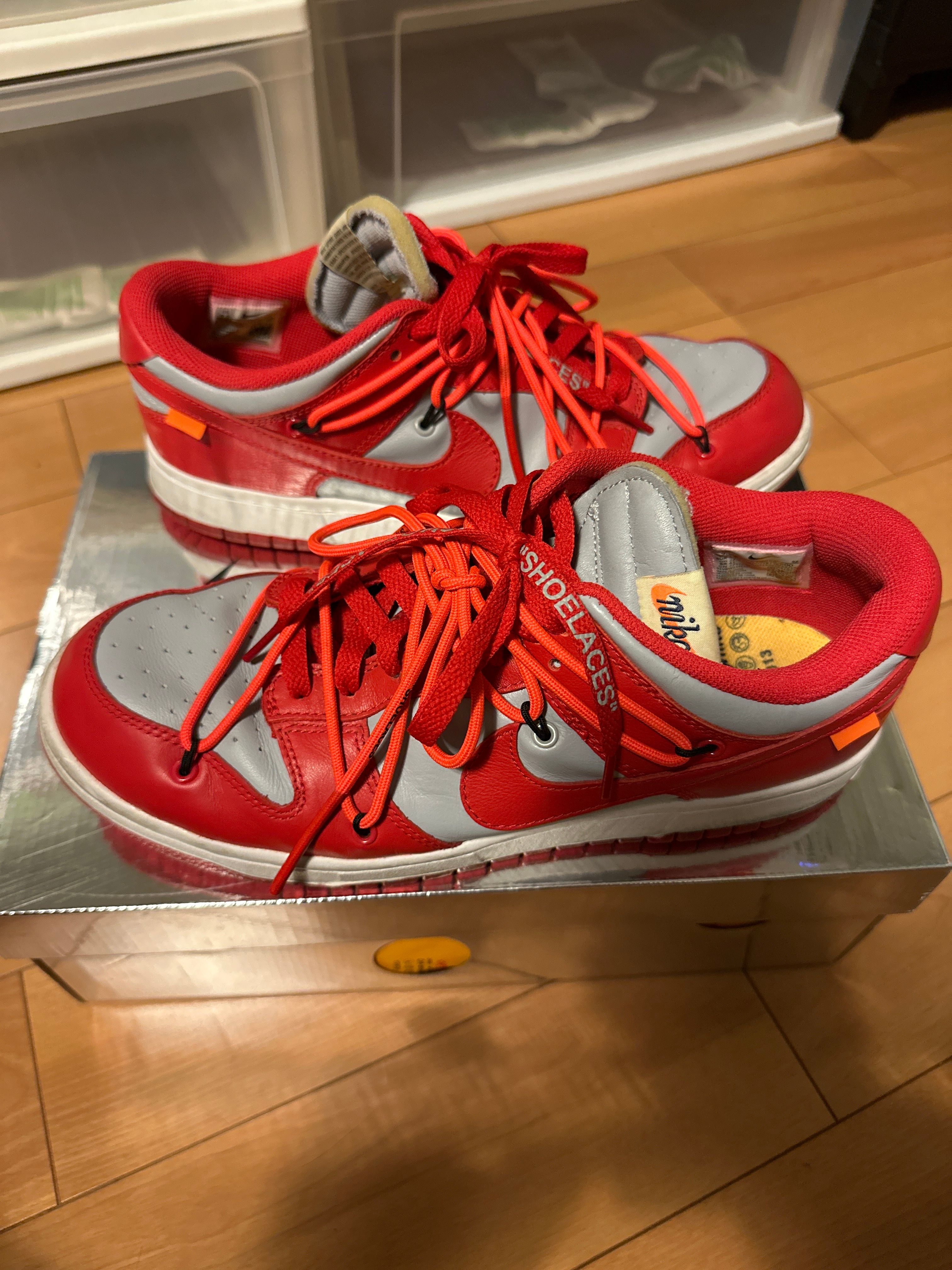 Off-White × Nike Dunk Low "University Red/Wolf Grey"