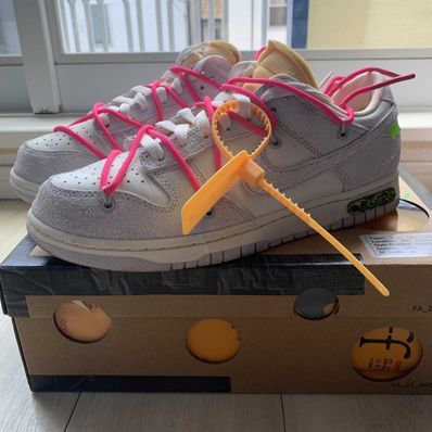 Off-White × Nike Dunk Low "Sail/Neutral Gray/Hyper Pink"