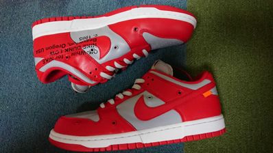 Off-White × Nike Dunk Low "University Red/Wolf Grey"