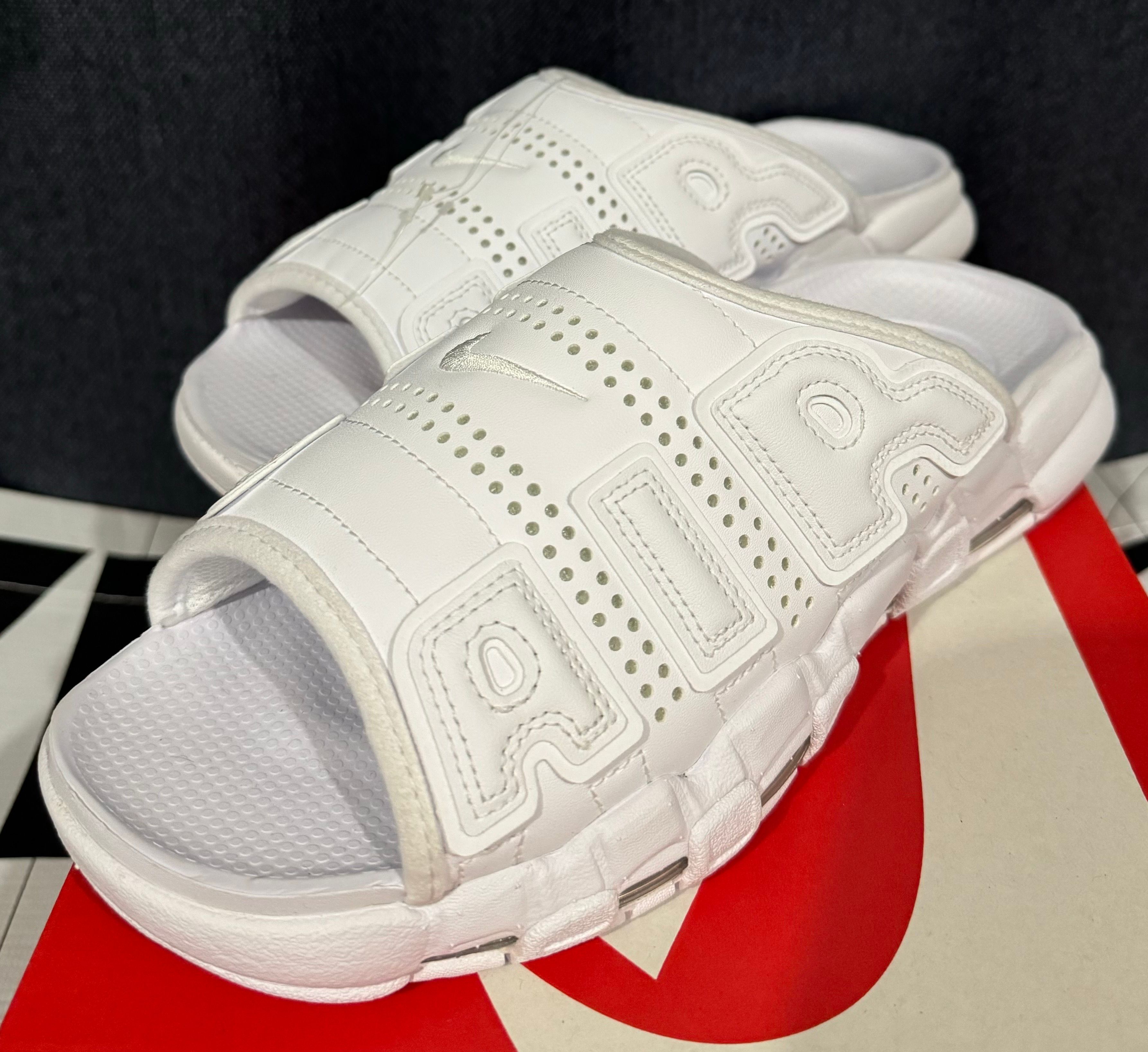 Nike Air More Uptempo Slide "Triple White" (FD9883-101/FD9884-101)