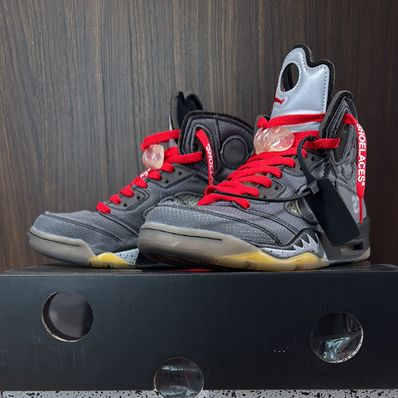 Off-White × Nike Air Jordan 5 "Black/Muslin/Fire Red"
