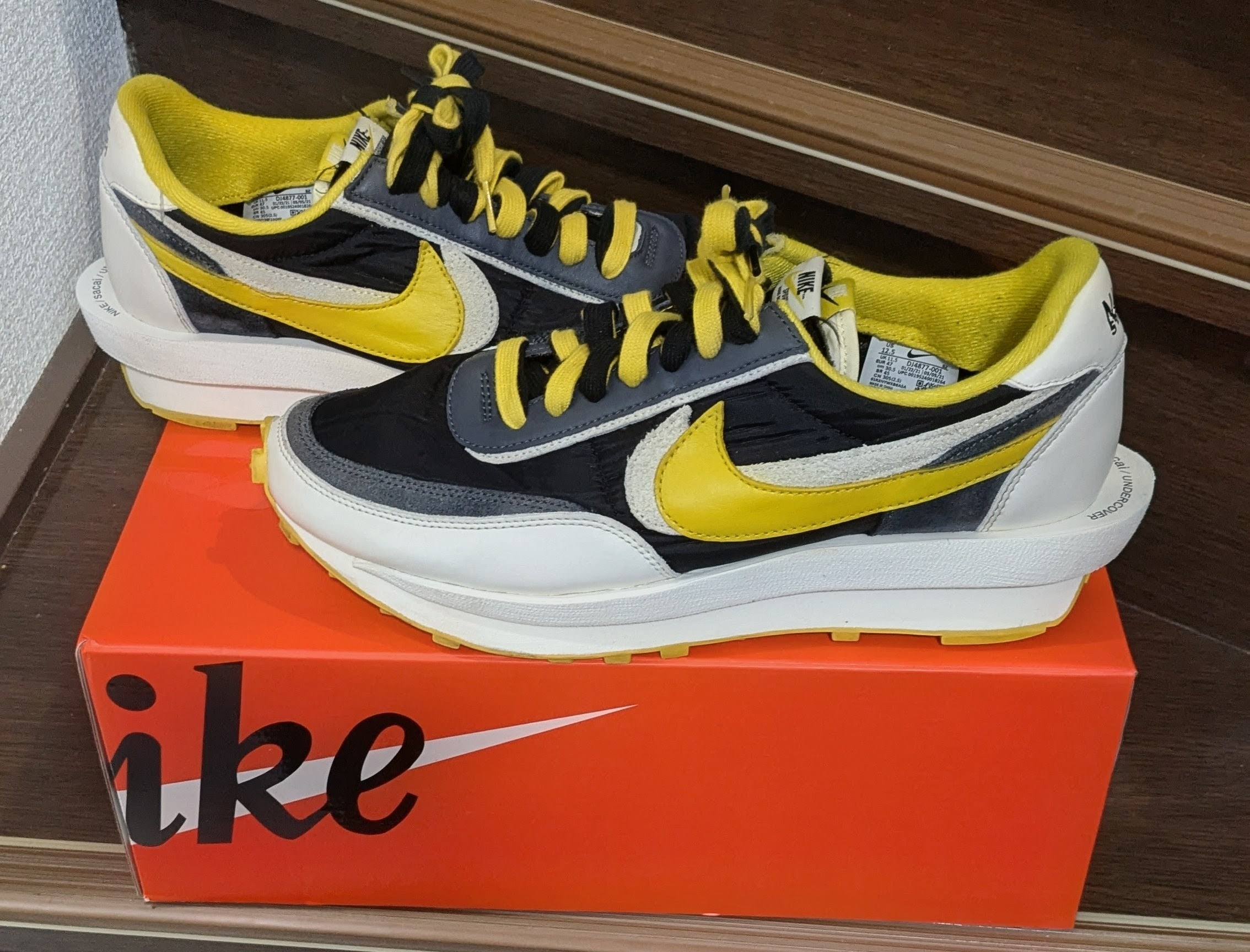 UNDERCOVER × sacai × Nike LD Waffle "Black/Sail-Dark Grey-Bright Citron"
