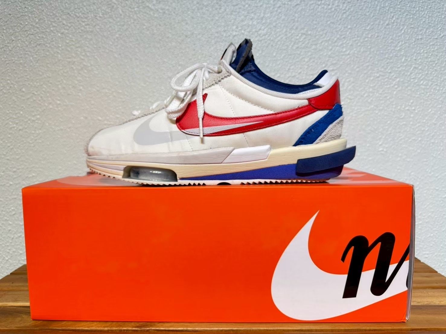 sacai × Nike Zoom Cortez "White and University Red"