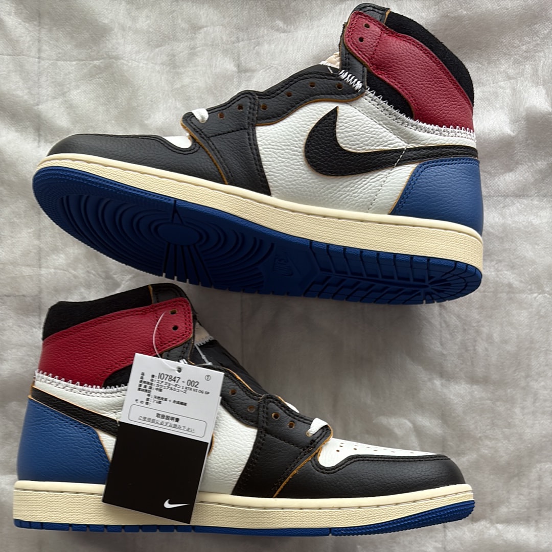 fragment design × UNION × Nike Air Jordan 1 High OG "Black/Varsity Red"