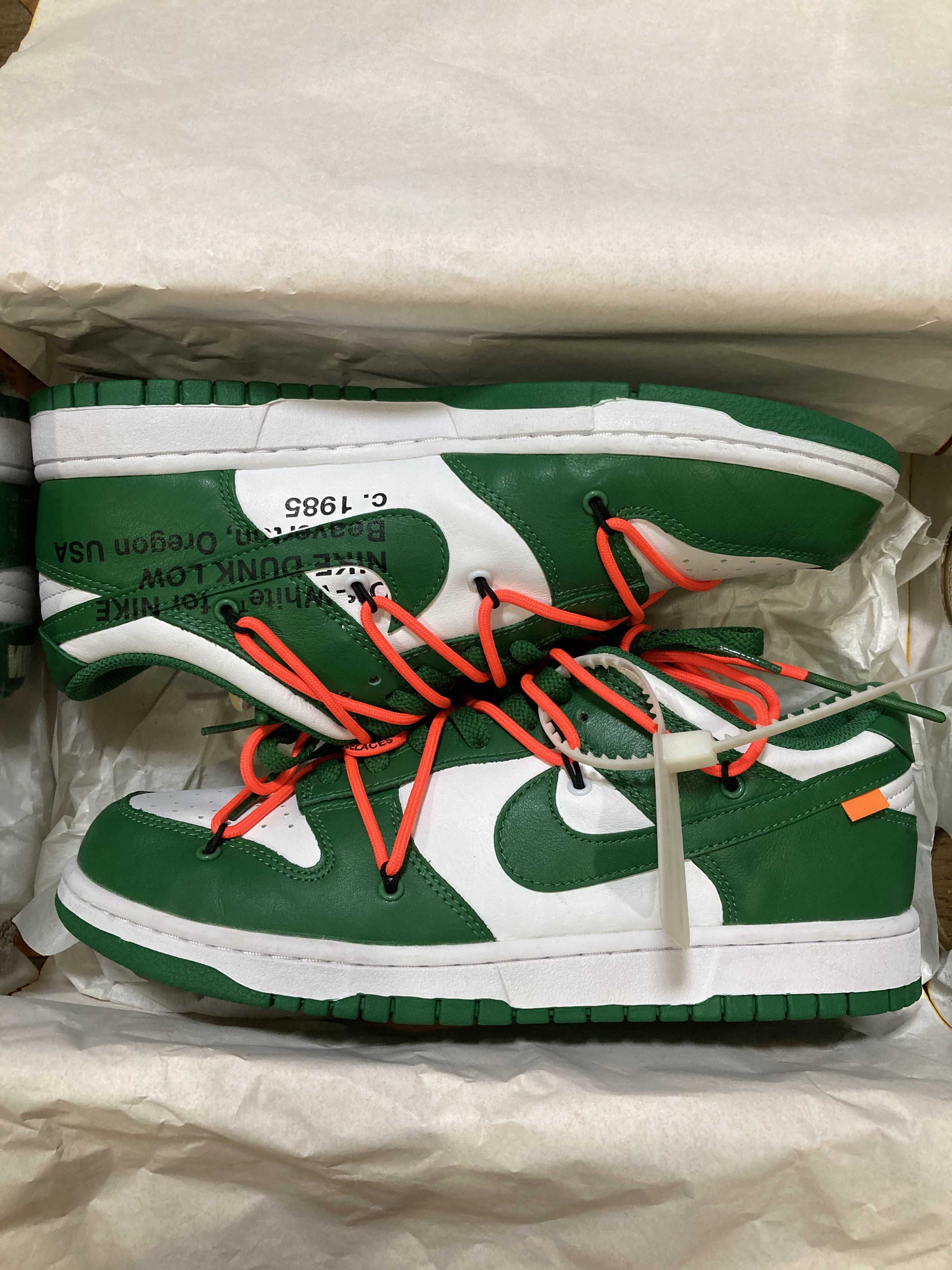 Off-White × Nike Dunk Low "White/Pine Green"