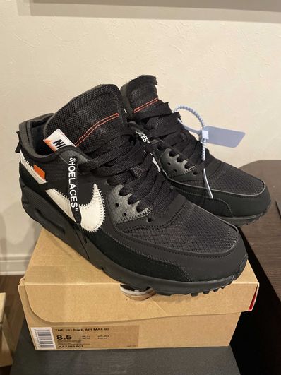 Off-White × Nike Air Max 90 "Black/Black-Cone-White"