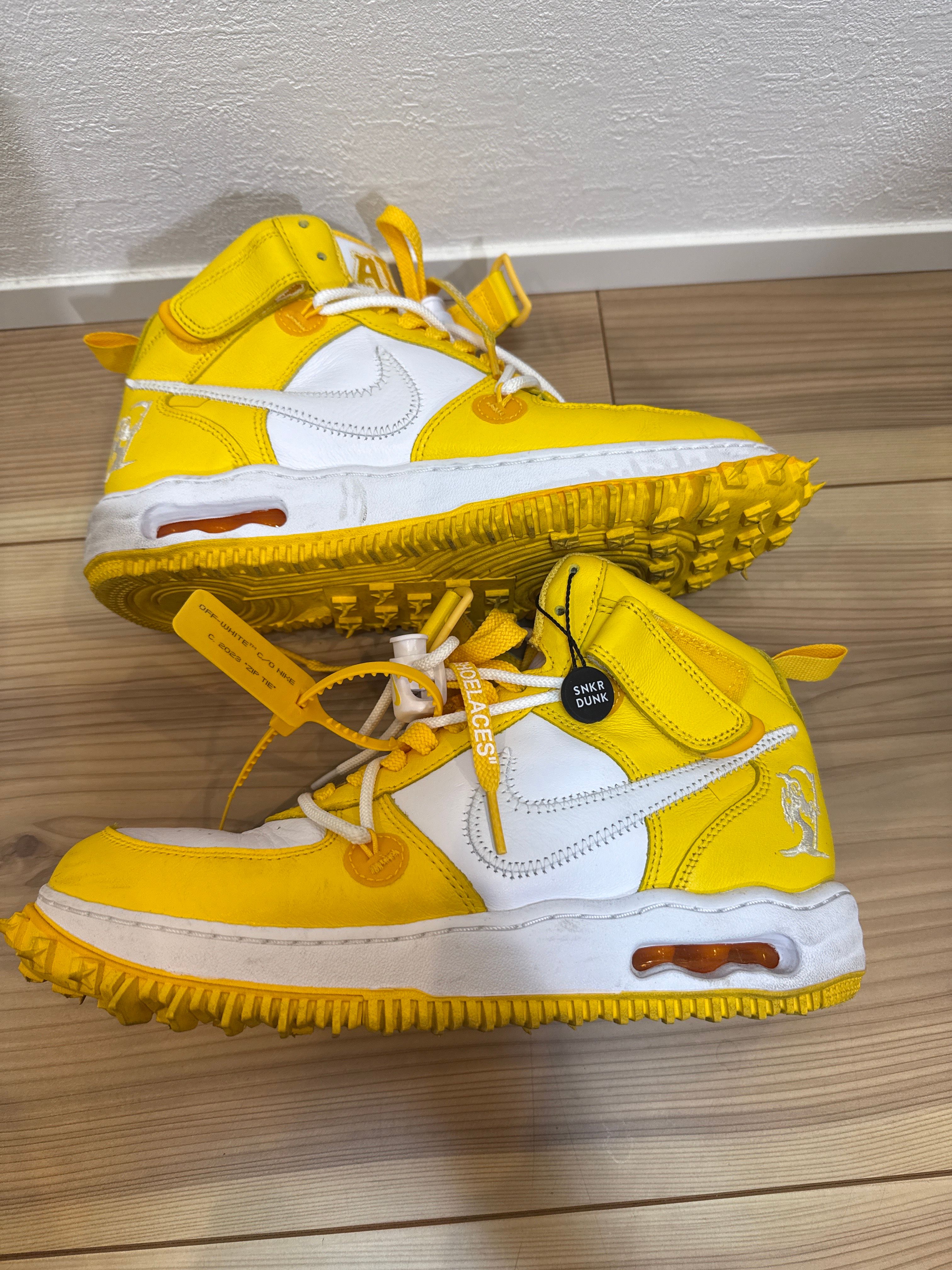 Off-White × Nike Air Force 1 Mid SP LTHR "White and Varsity Maize"