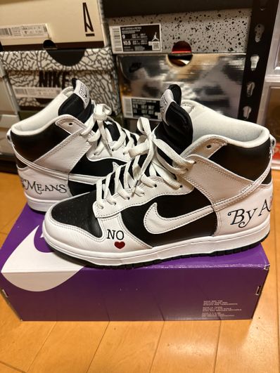 Supreme × Nike SB Dunk High By Any Means "White Black"