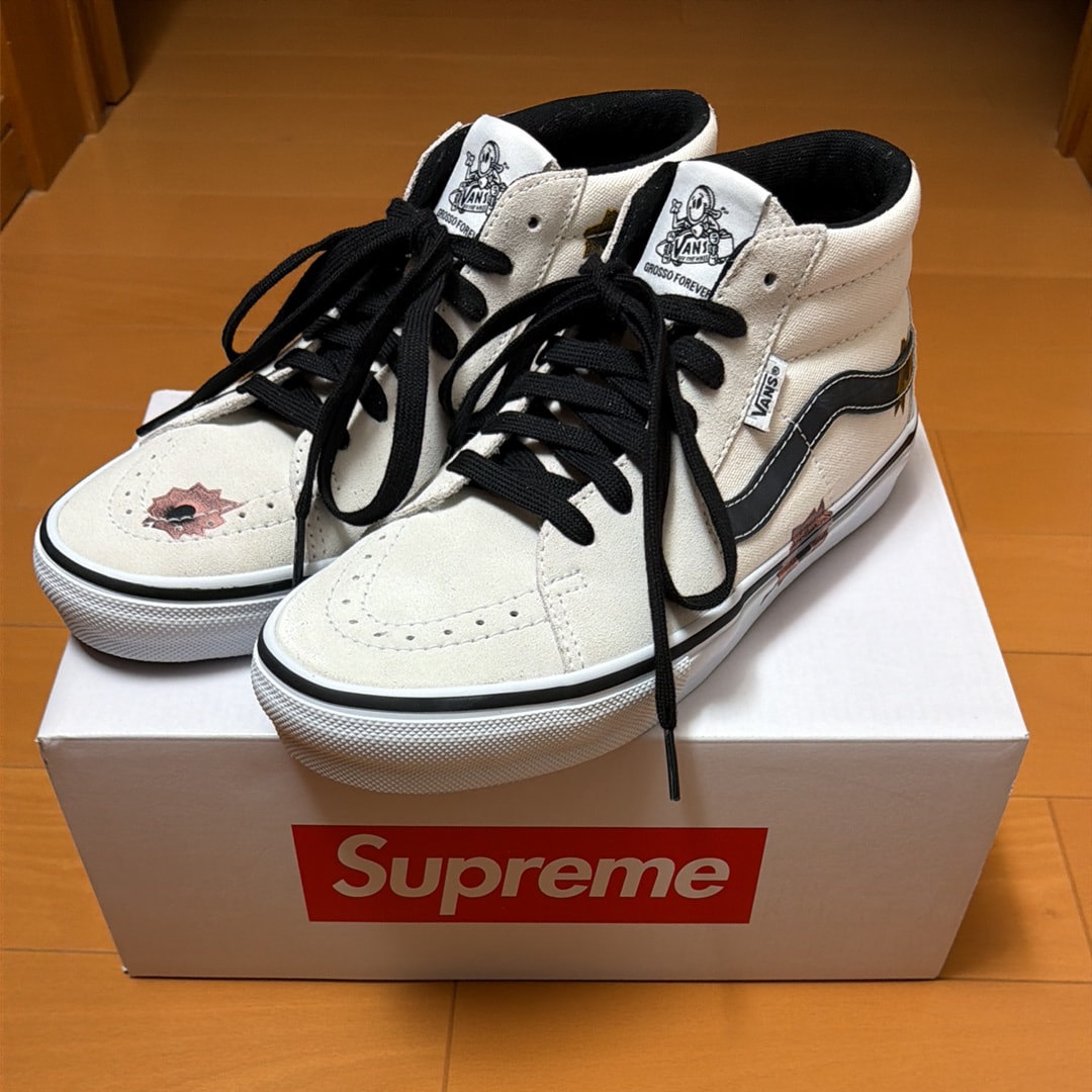 Nate Lowman × Supreme × Vans Skate Grosso Mid "Bullet Hole/Natural" (Japan Exclusive) (25SS Week9)