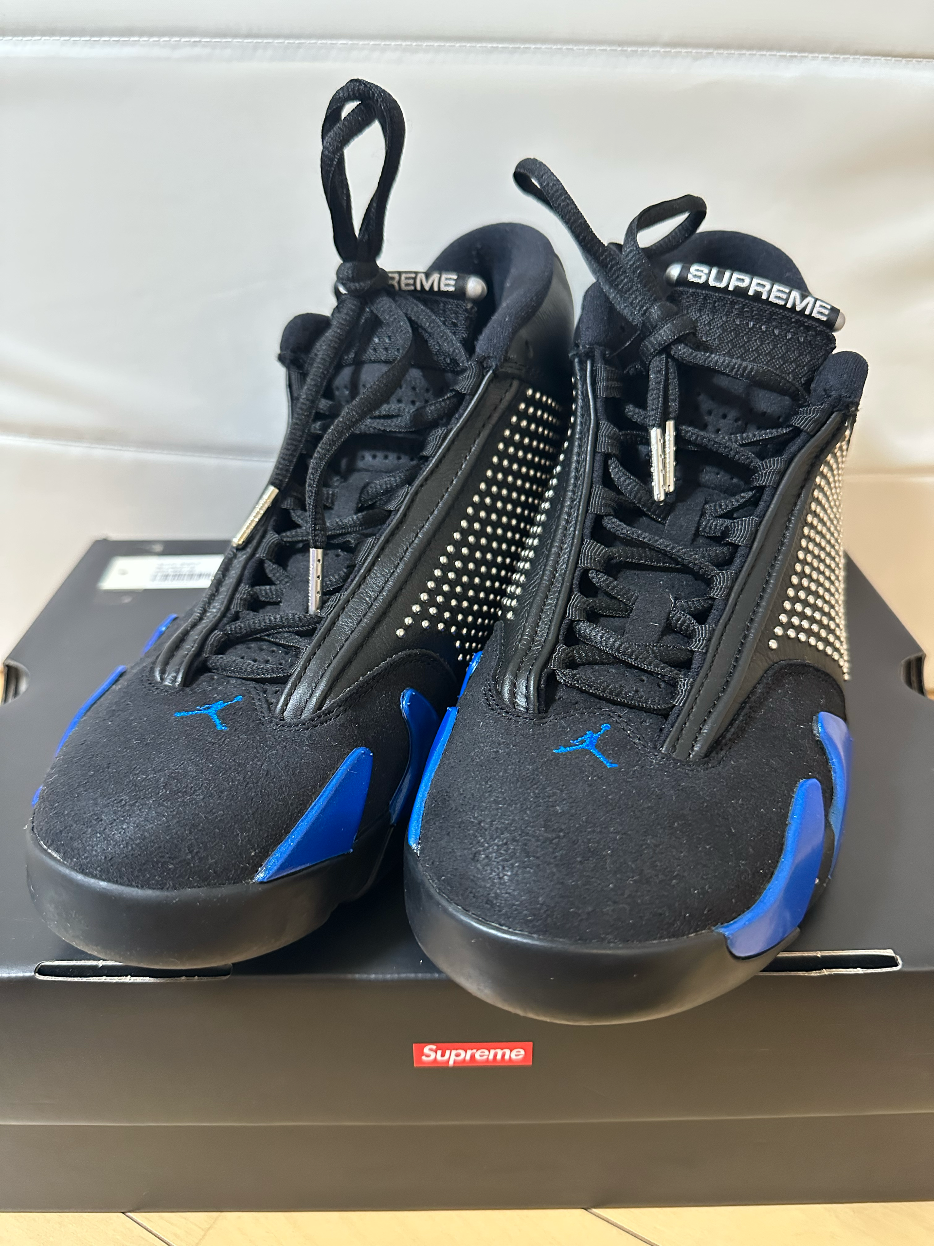 Supreme × Nike Air Jordan 14 Retro "Black/Varsity Royal/Chrome"