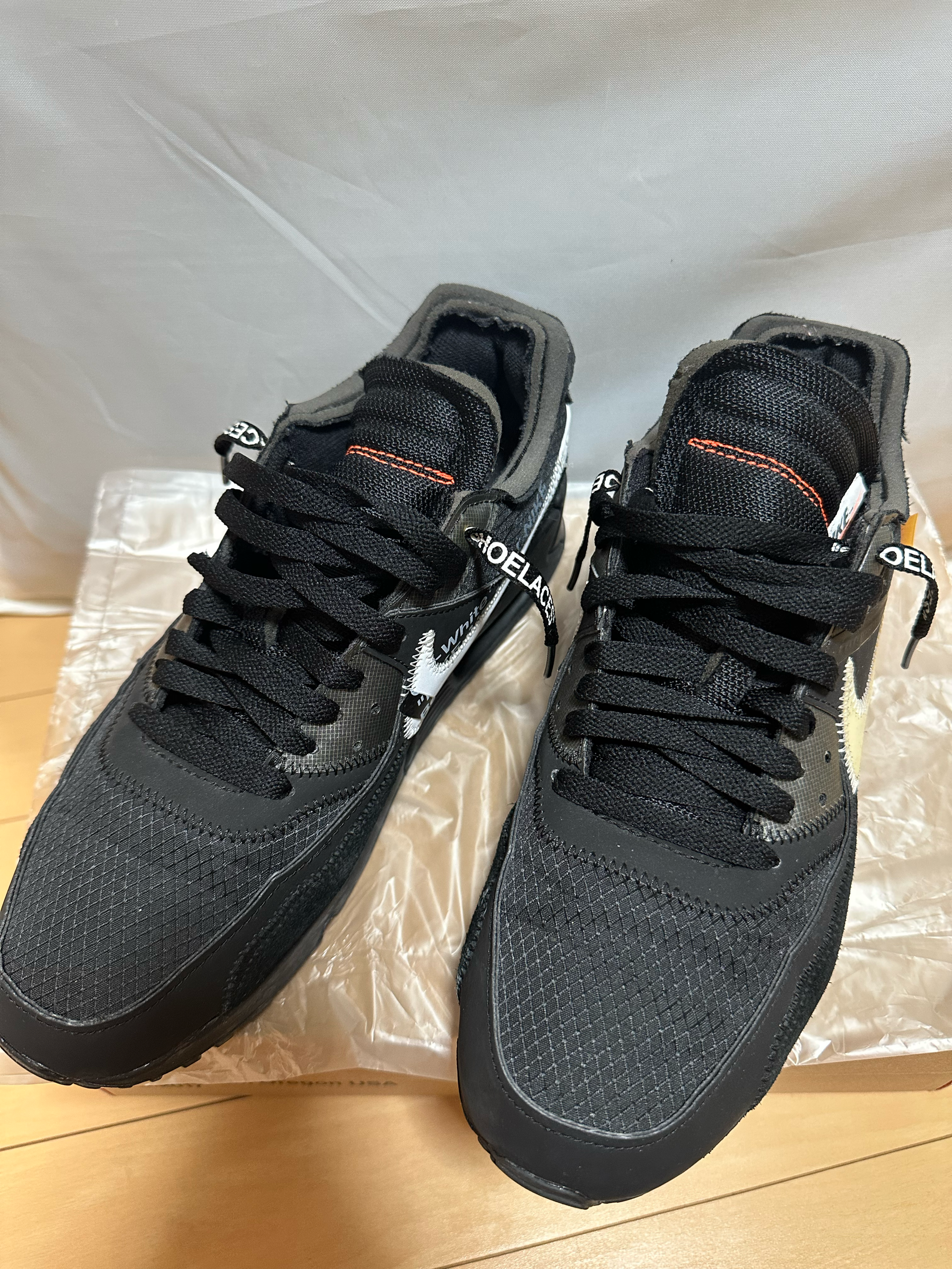 Off-White × Nike Air Max 90 "Black/Black-Cone-White"