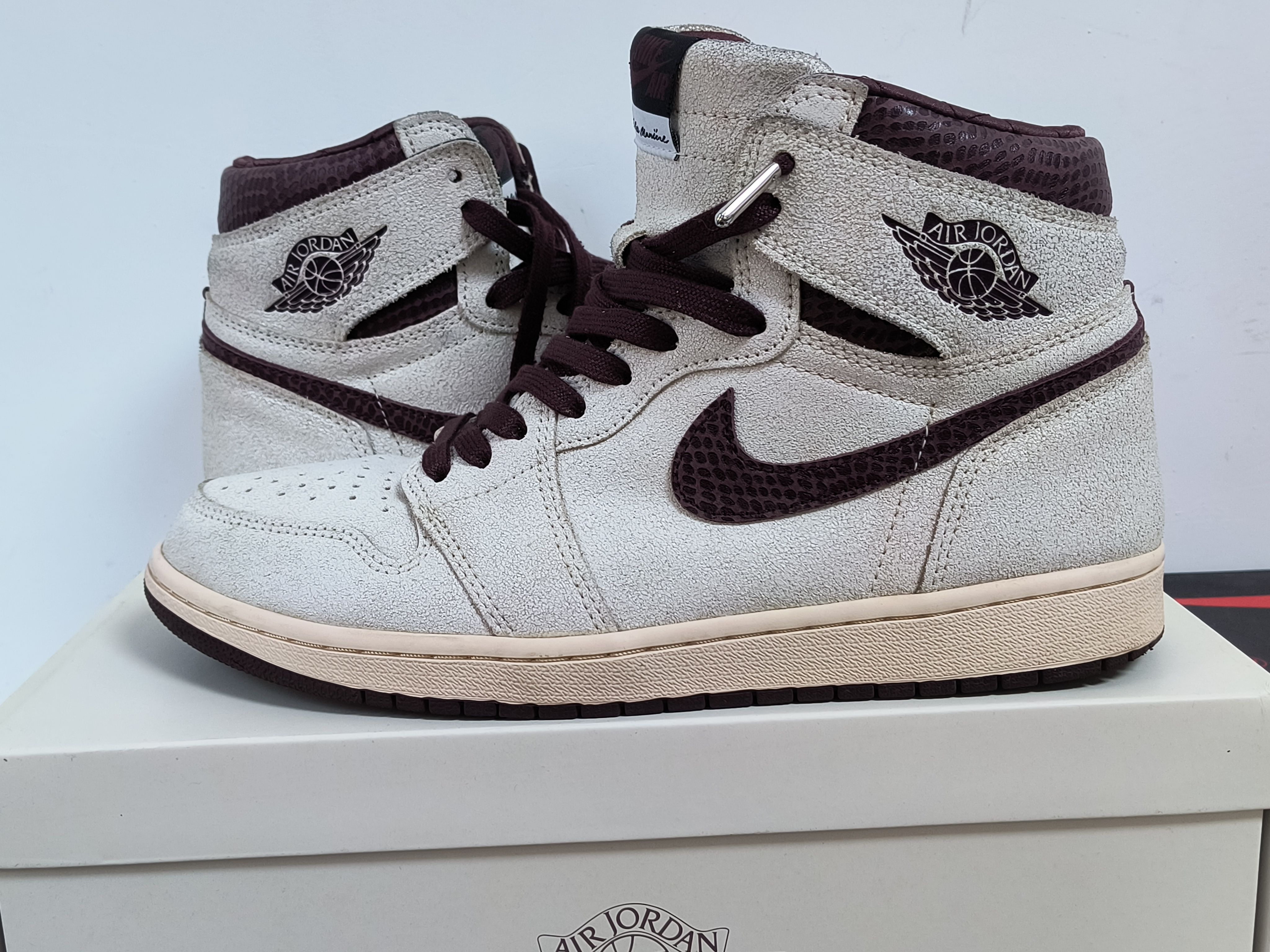 A Ma Maniere × Nike Air Jordan 1 Retro High OG "Sail and Burgundy"