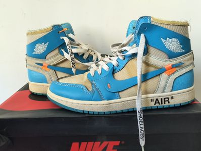 Off-White × Nike Air Jordan 1 High UNC "White/Dark Powder Blue"