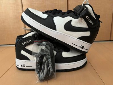 Stussy × Nike Air Force 1 Mid "Black and Light Bone"