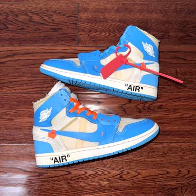 Off-White × Nike Air Jordan 1 High UNC "White/Dark Powder Blue"