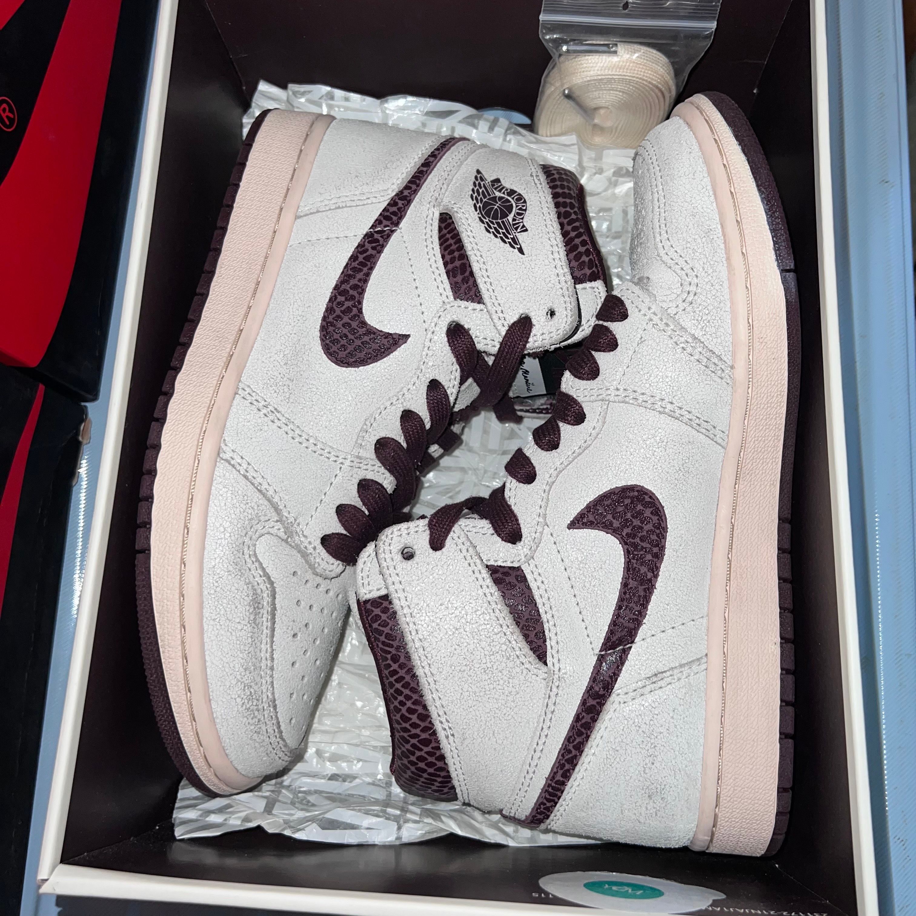 A Ma Maniere × Nike Air Jordan 1 Retro High OG "Sail and Burgundy"