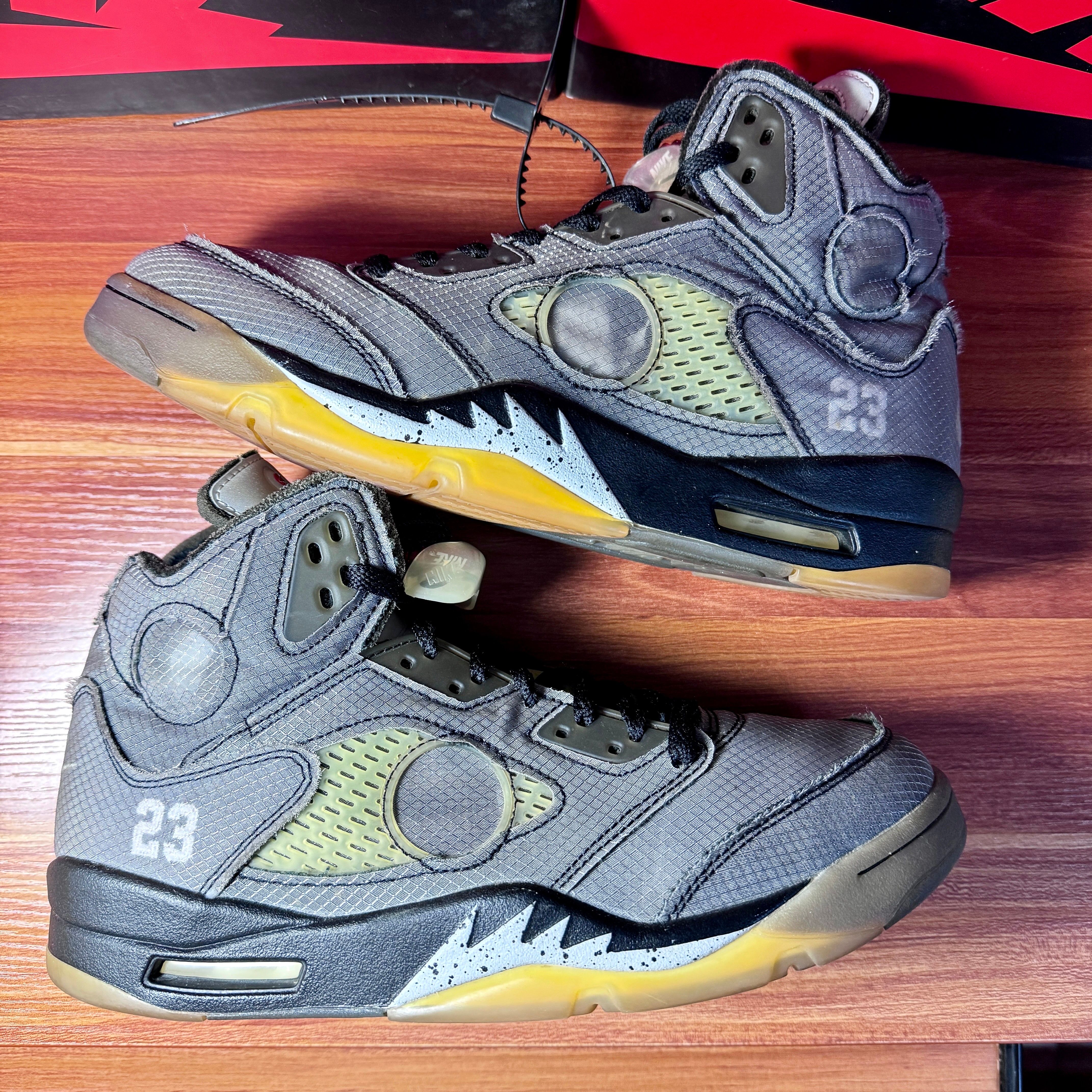 Off-White × Nike Air Jordan 5 "Black/Muslin/Fire Red"