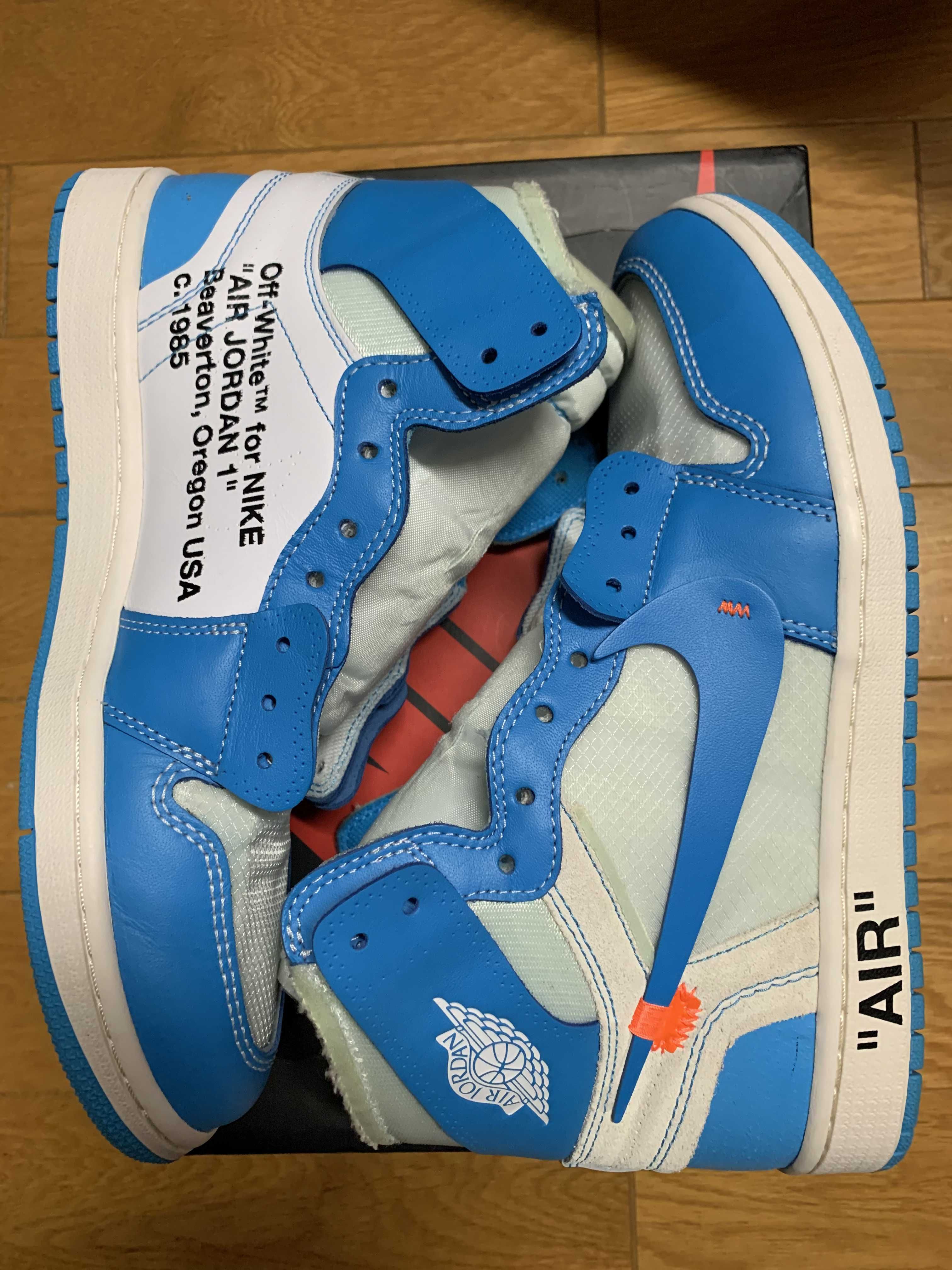 Off-White × Nike Air Jordan 1 High UNC "White/Dark Powder Blue"