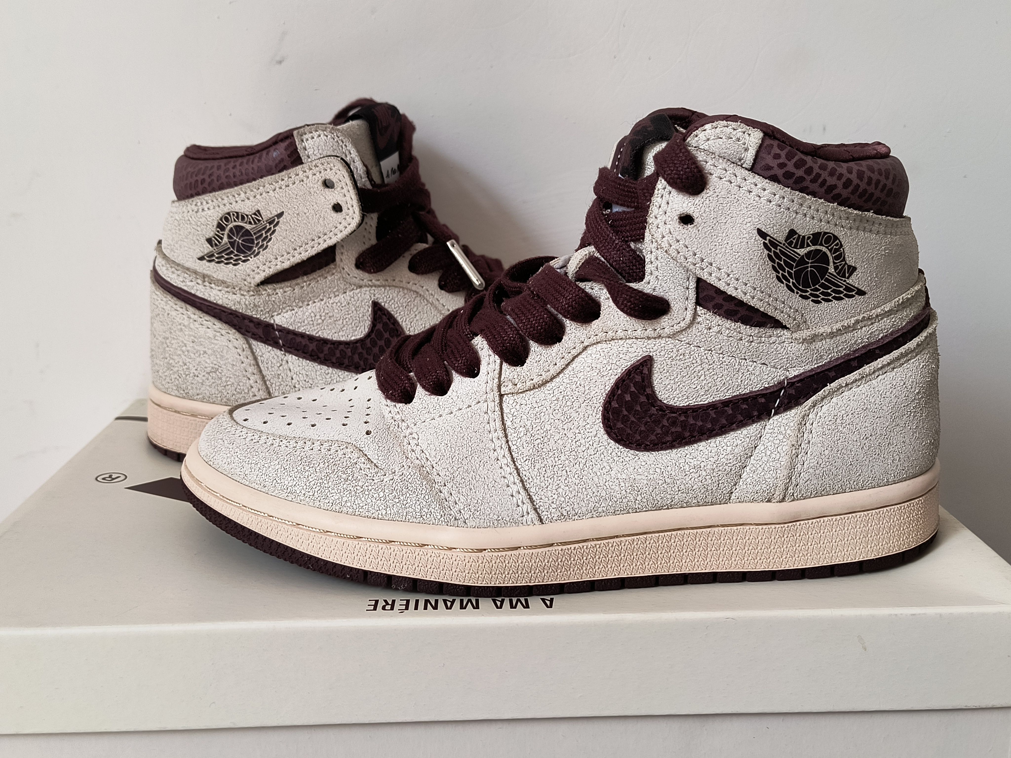 A Ma Maniere × Nike Air Jordan 1 Retro High OG "Sail and Burgundy"