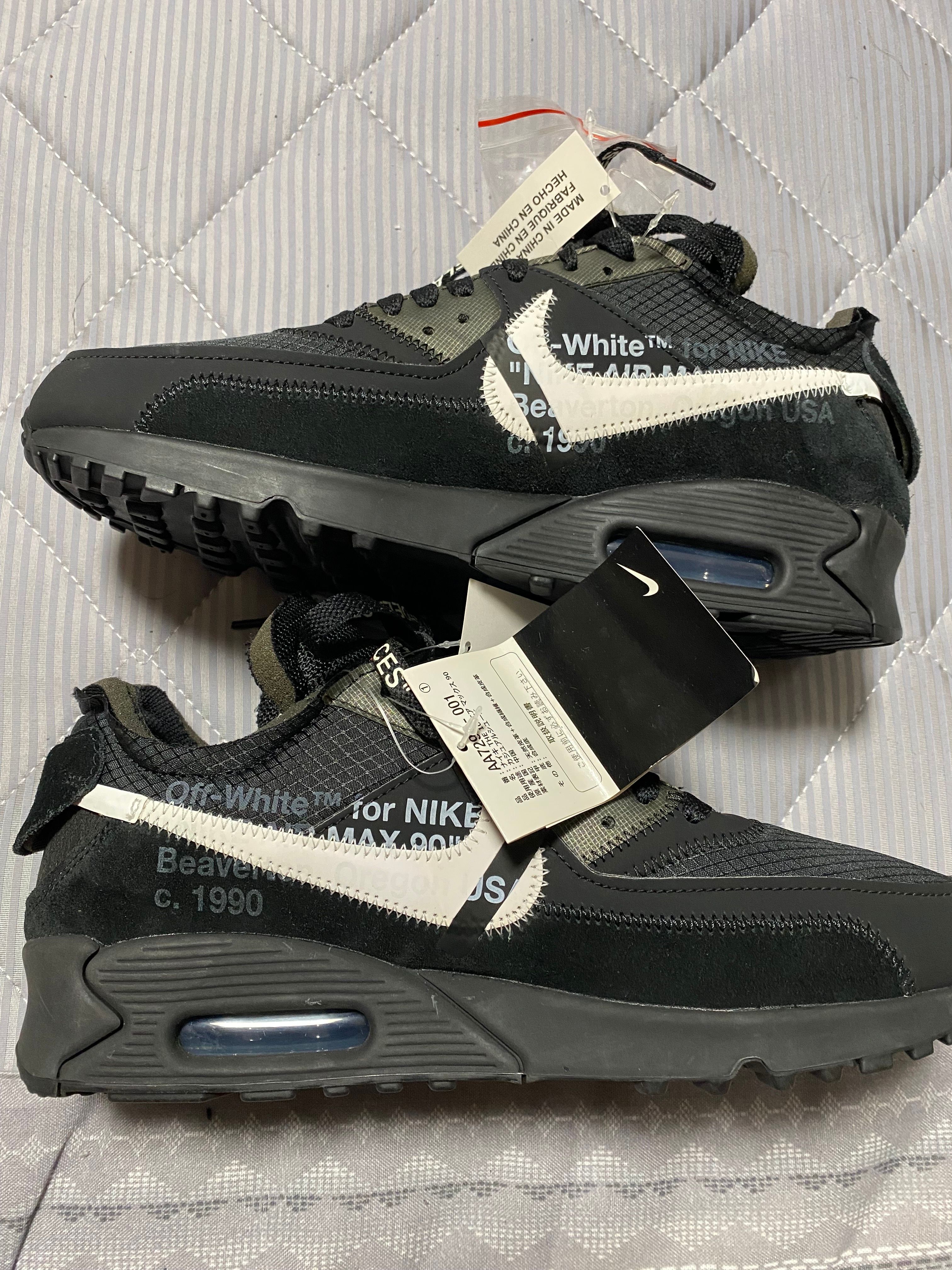 Off-White × Nike Air Max 90 "Black/Black-Cone-White"