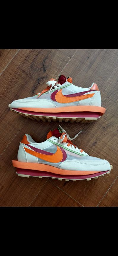 CLOT × Sacai × Nike LD Waffle "Orange Blaze"