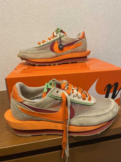 CLOT × Sacai × Nike LD Waffle "Orange Blaze"