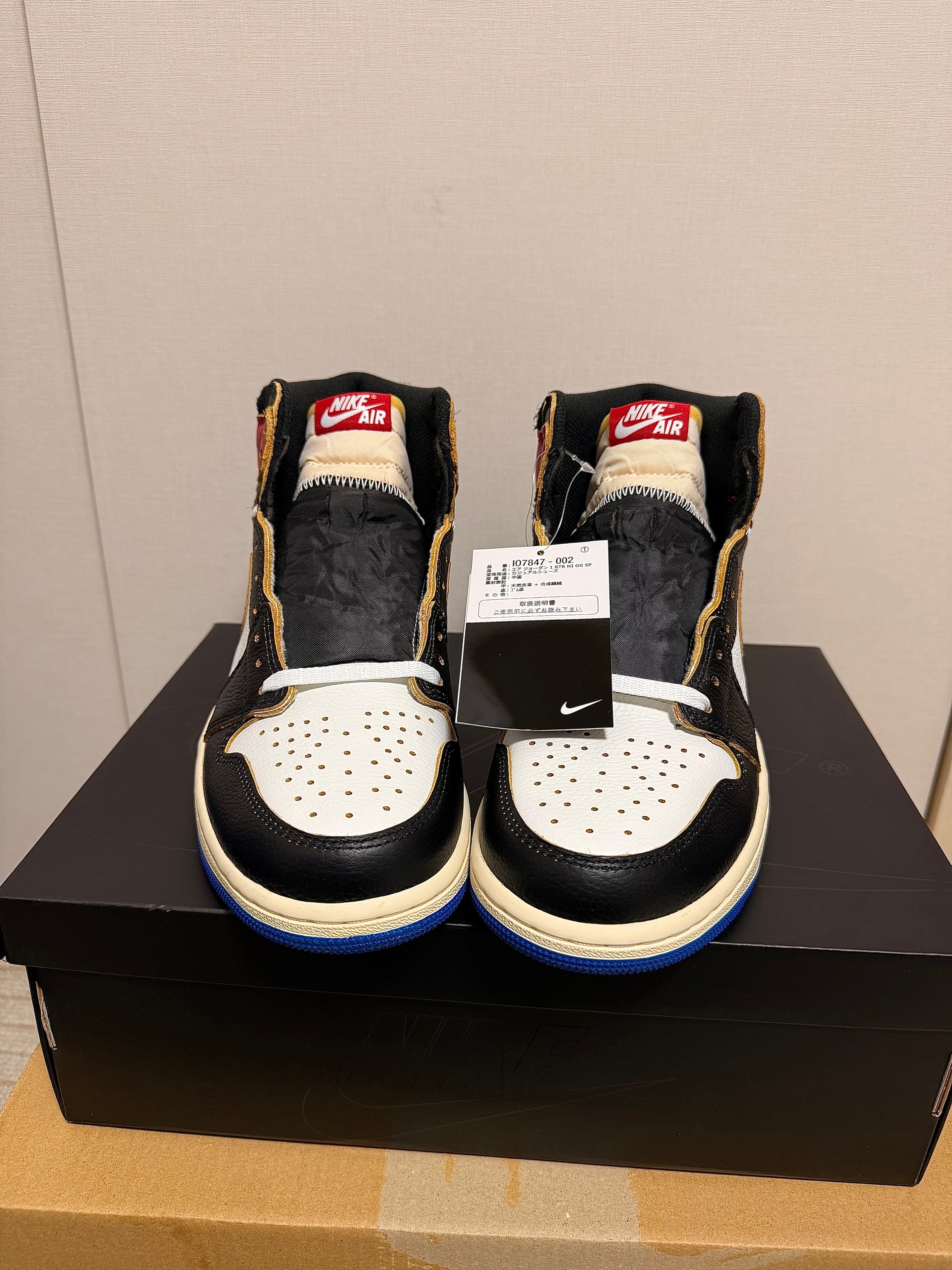 fragment design × UNION × Nike Air Jordan 1 High OG "Black/Varsity Red"