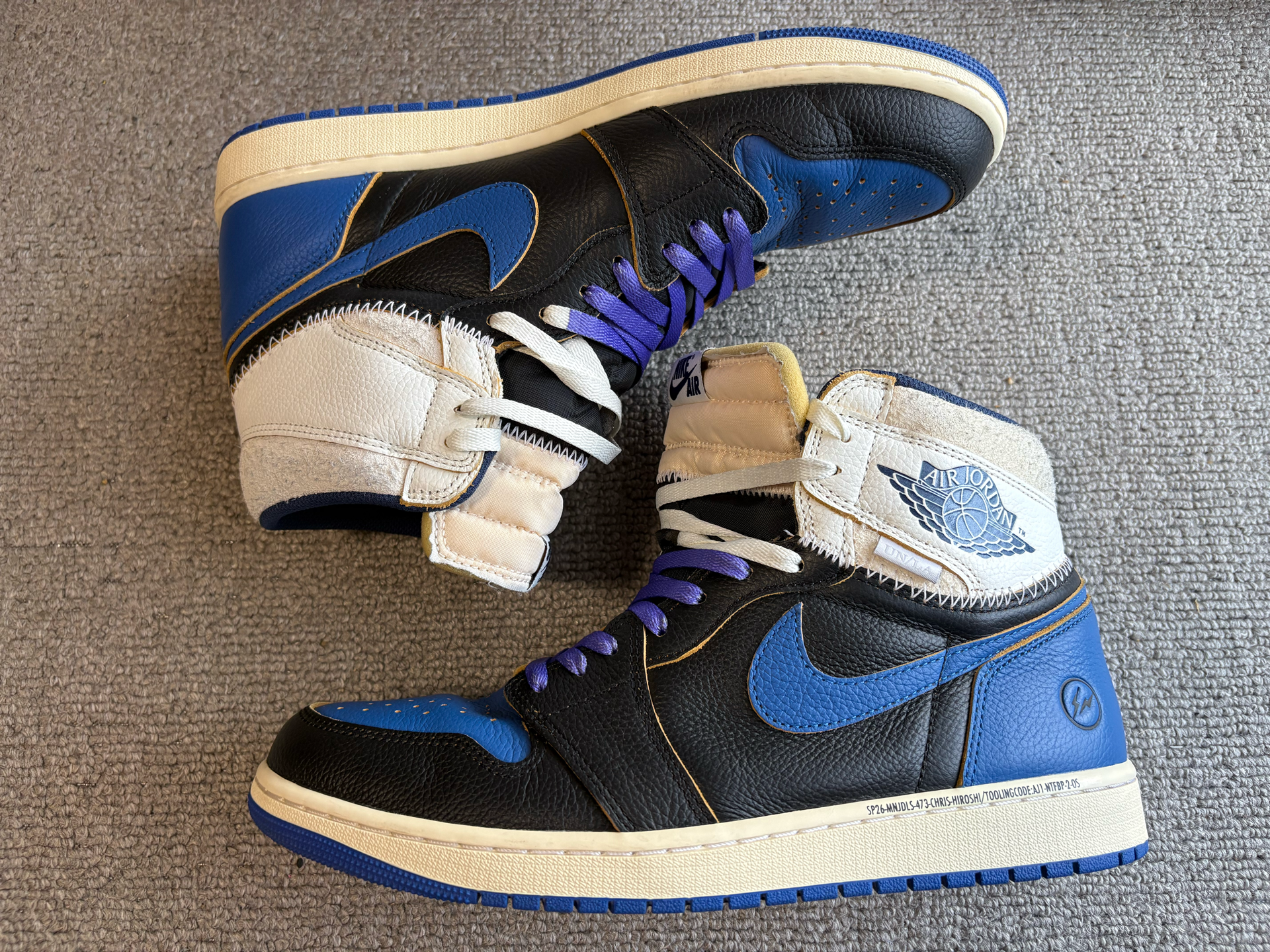 fragment design × UNION × Nike Air Jordan 1 High OG "Sport Royal"