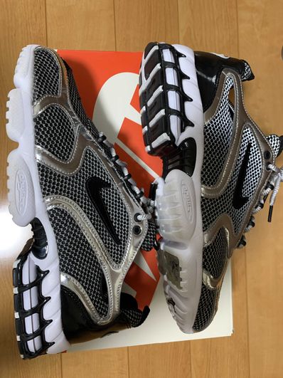 STUSSY × NIKE AIR ZOOM SPIRIDON CAGED "PURE PLATINUM/BLACK-WHITE"