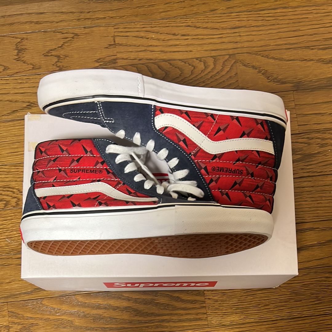 シュプリーム × バンズ ダイヤモンド プレート スケートハイ プロ "ネイビー"