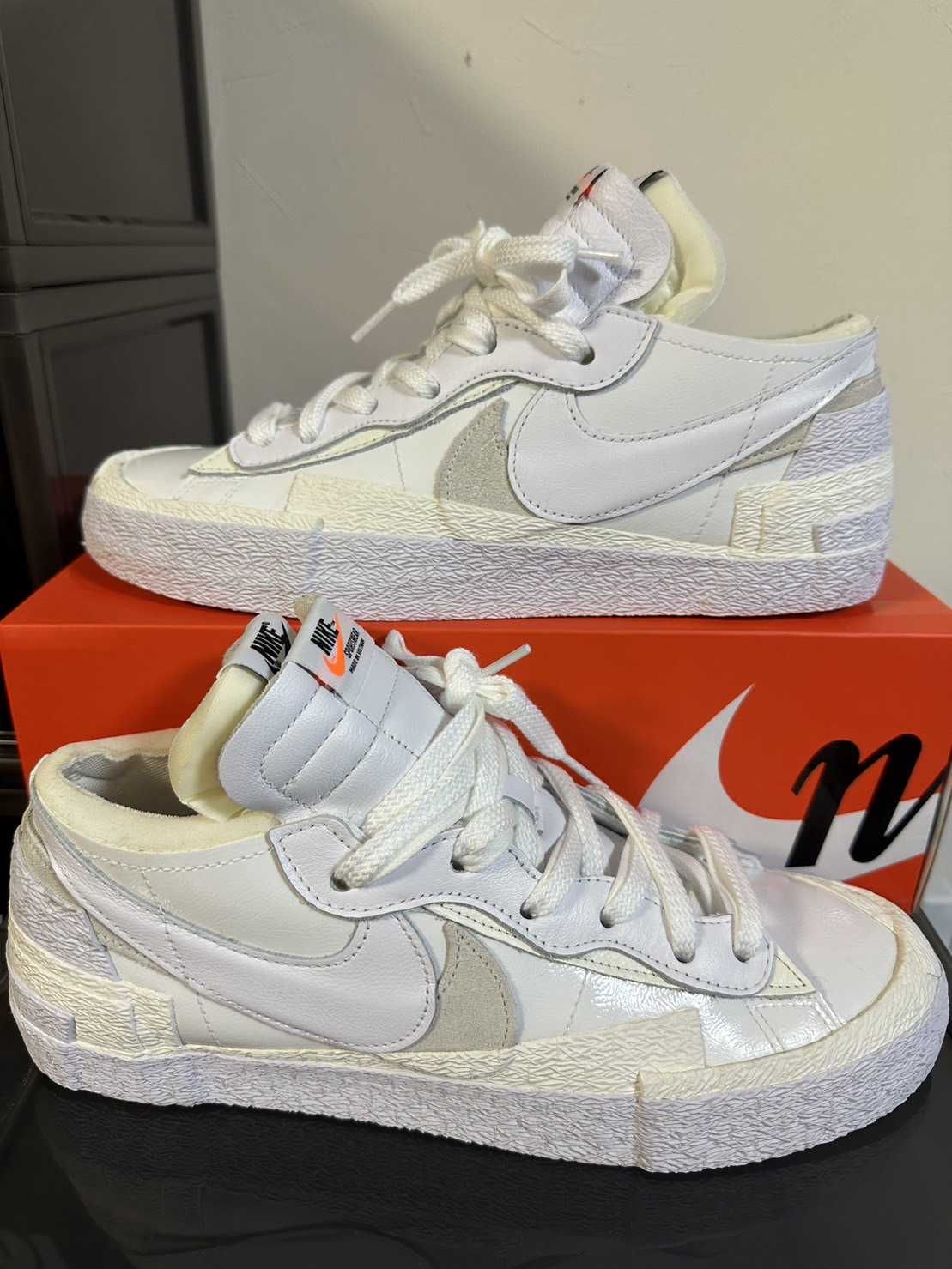 sacai × Nike Blazer Low "White Patent Leather"