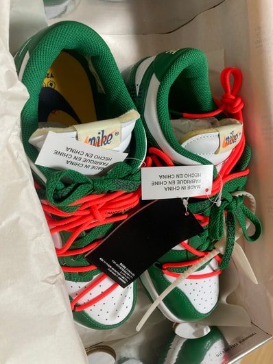 Off-White × Nike Dunk Low "White/Pine Green"