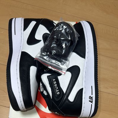 Stussy × Nike Air Force 1 Mid "Black and Light Bone"