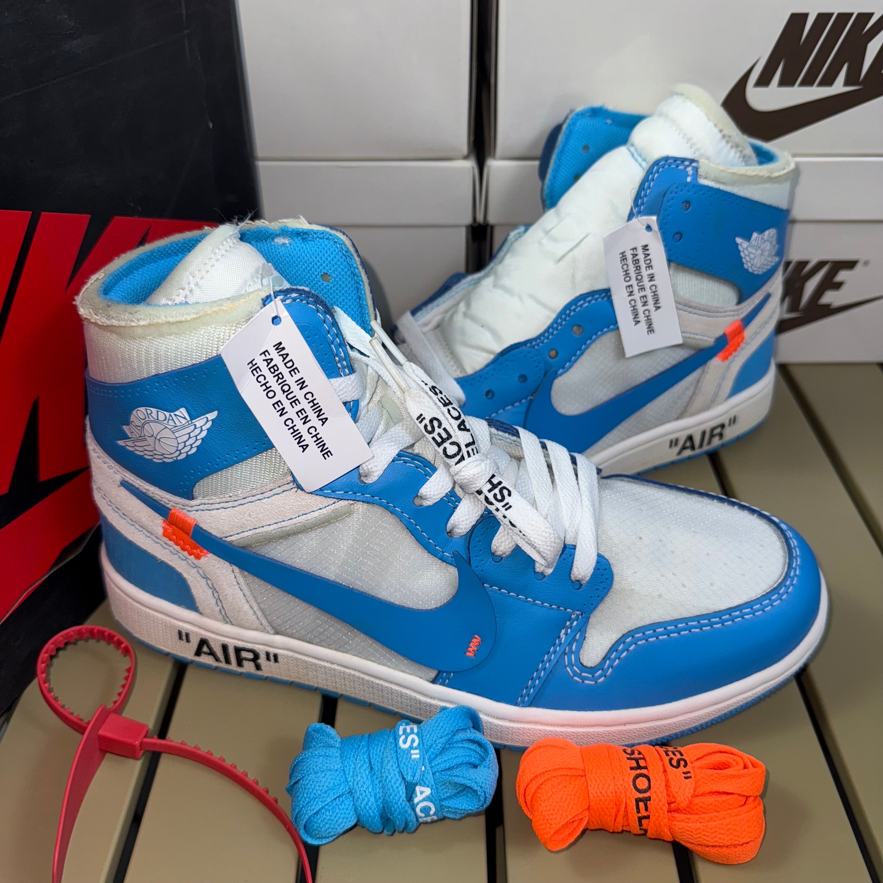 Off-White × Nike Air Jordan 1 High UNC "White/Dark Powder Blue"