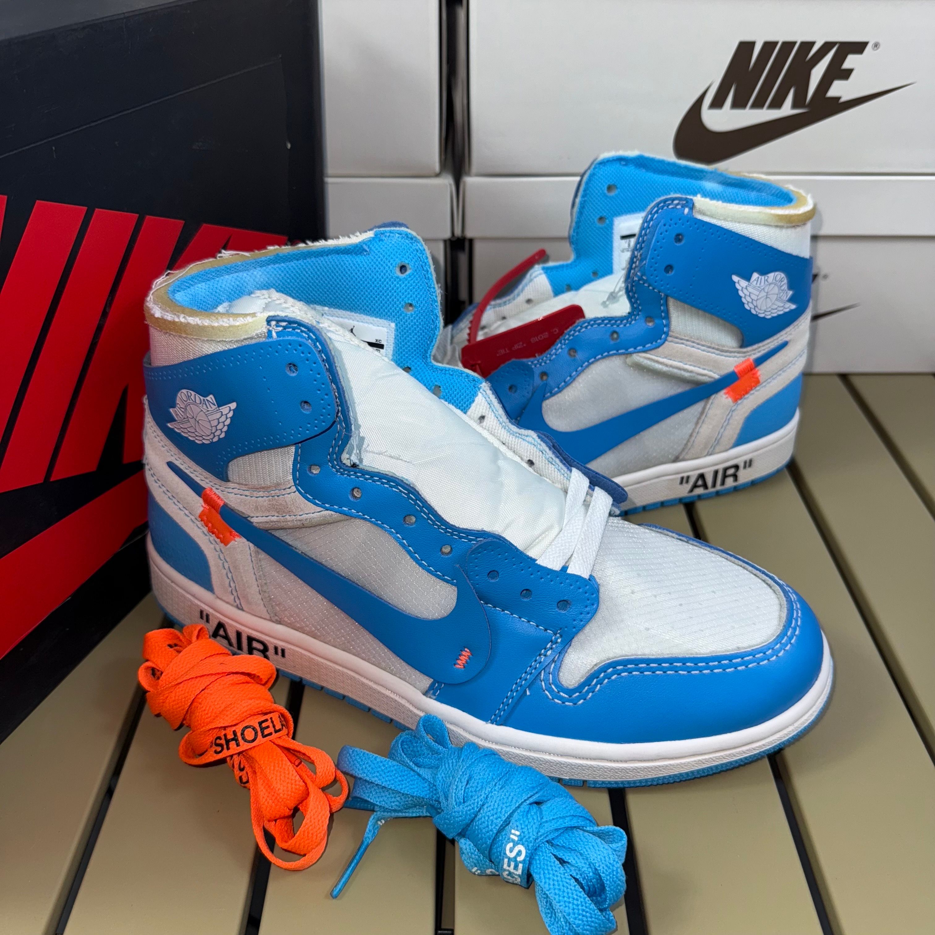 Off-White × Nike Air Jordan 1 High UNC "White/Dark Powder Blue"