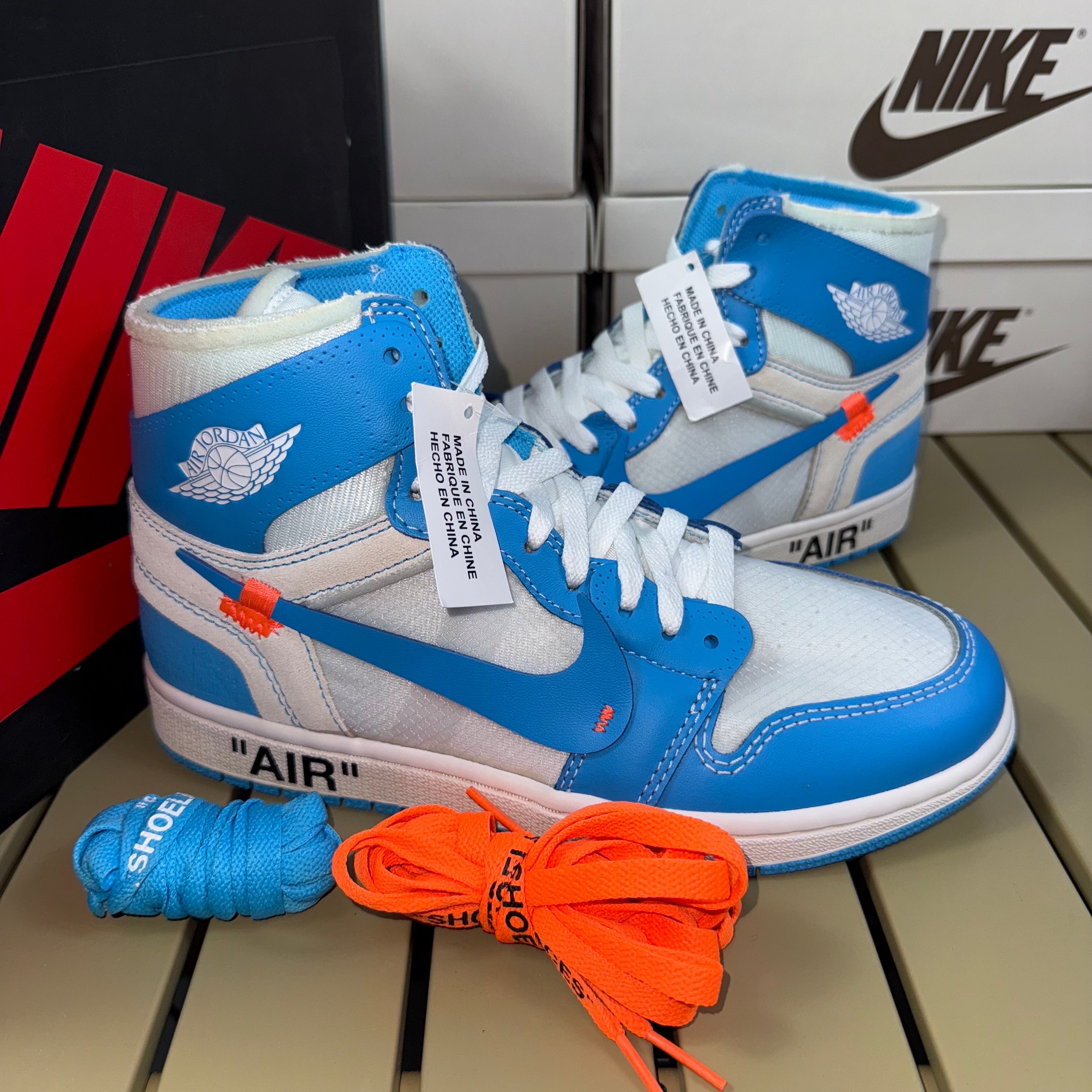 Off-White × Nike Air Jordan 1 High UNC "White/Dark Powder Blue"