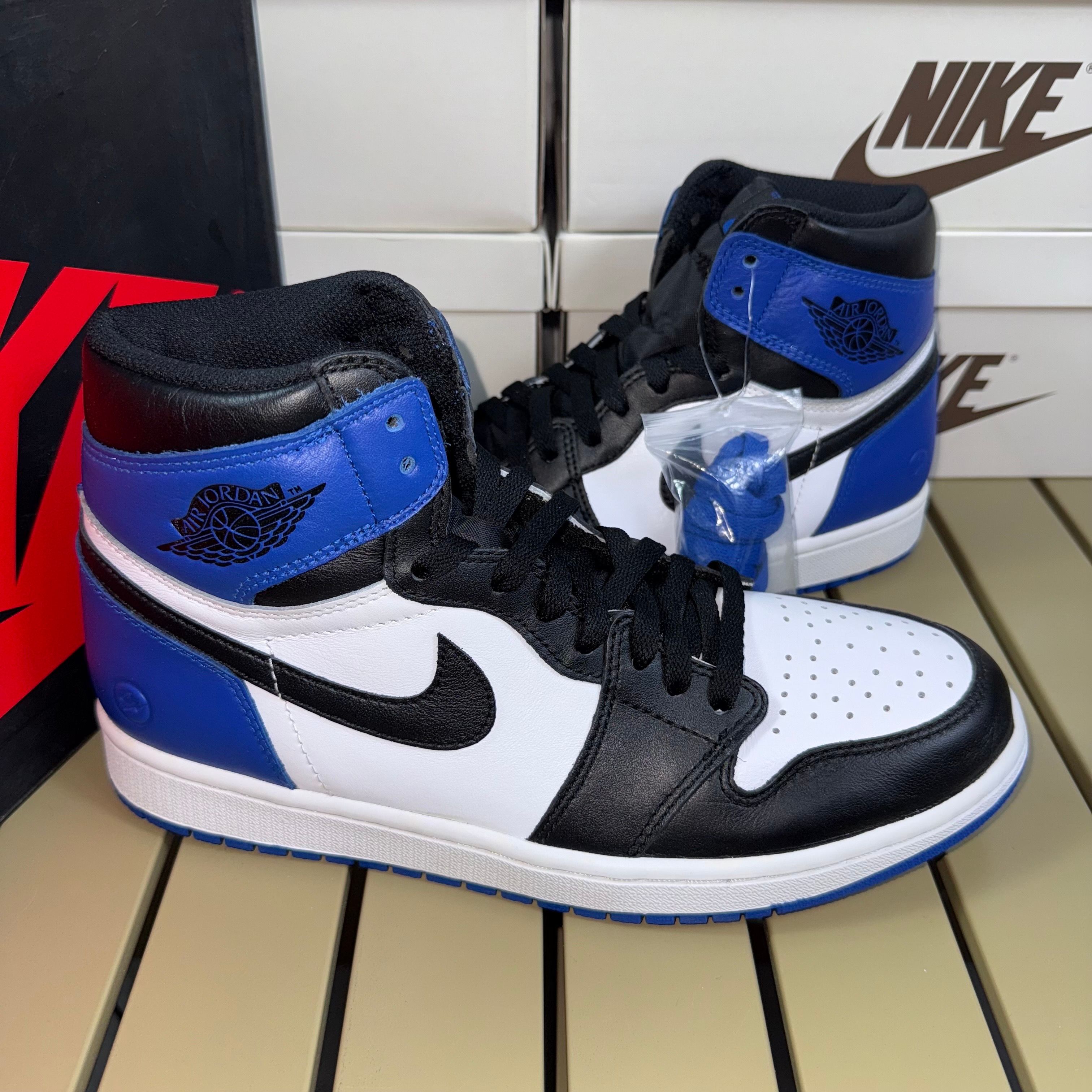 fragment design × Nike Air Jordan 1 Retro High OG "Black/Sport Royal/White"