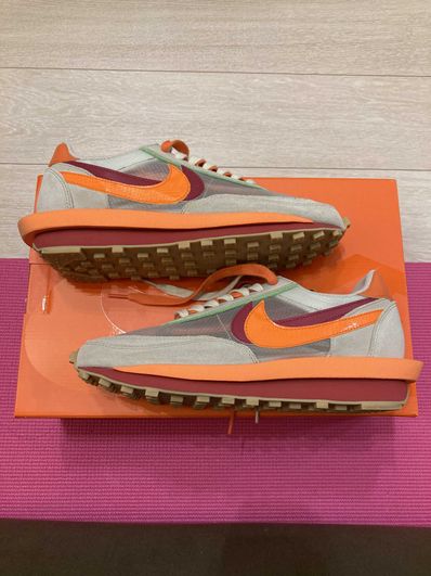 CLOT × Sacai × Nike LD Waffle "Orange Blaze"